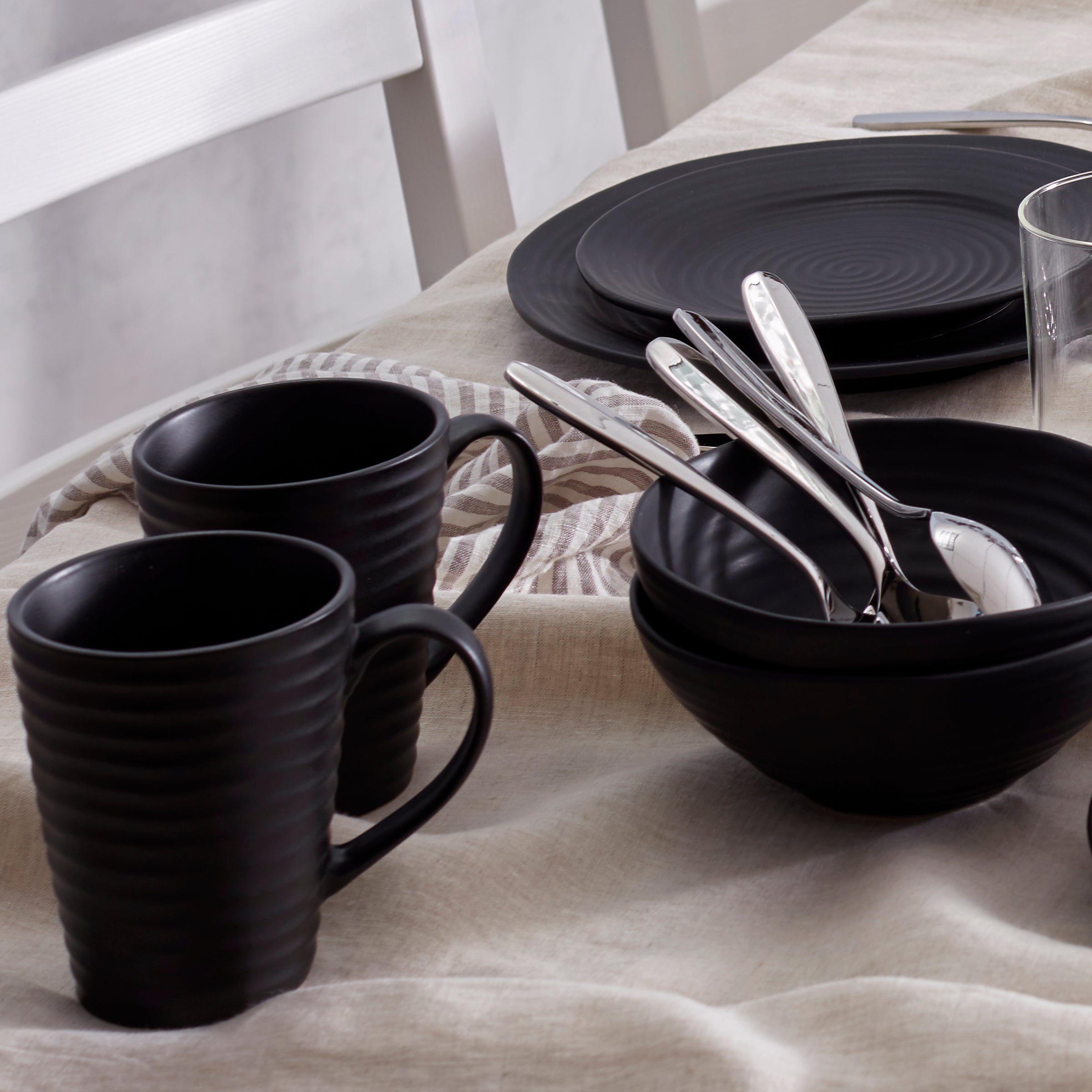 Ridge Black Mugs - Set of 4 - Image 2