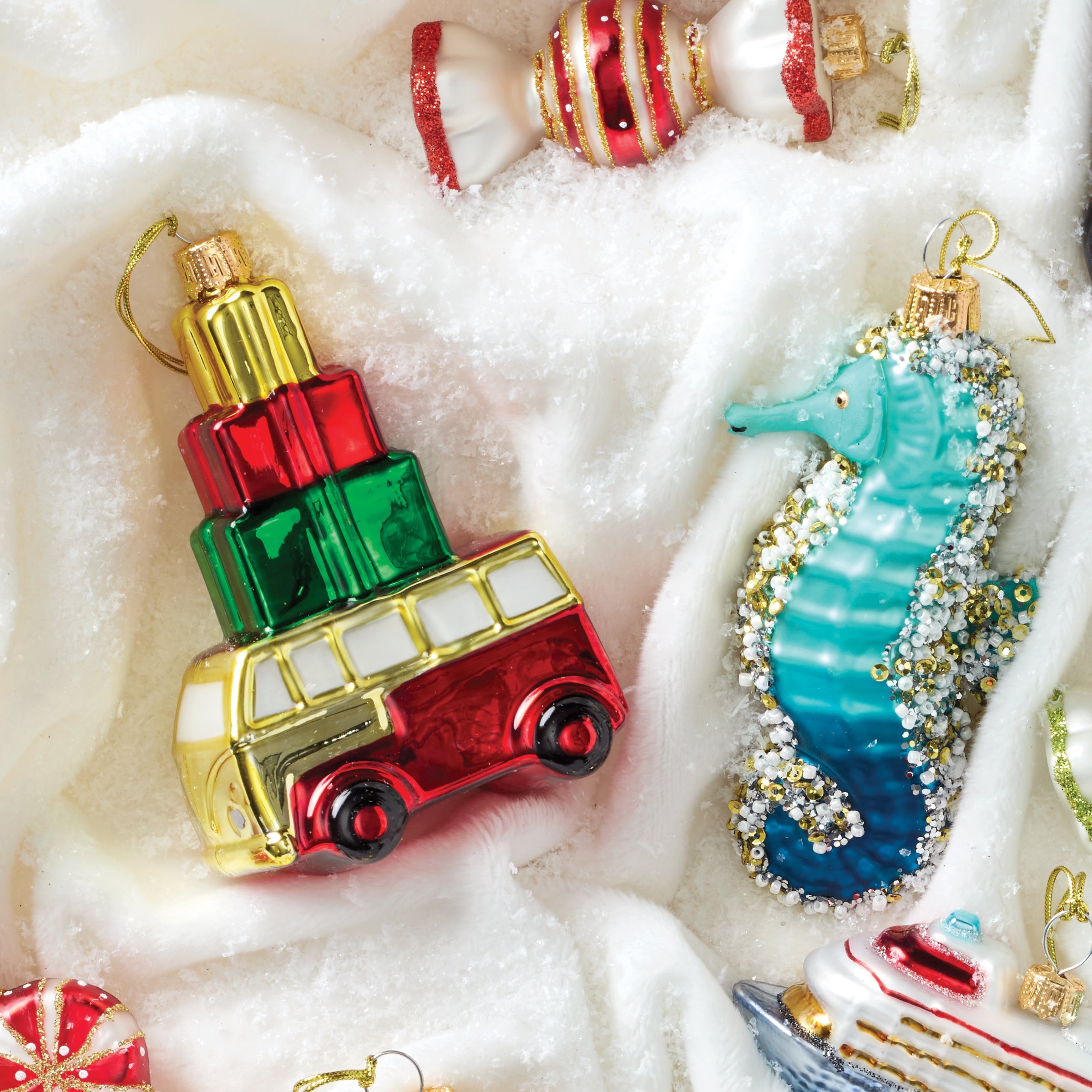 Blown Glass Van With Gifts Ornament - Image 2