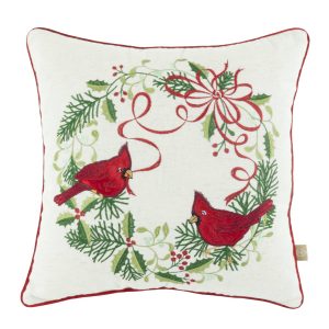 Winter Greetings Wreath 18X18 Throw Pillow