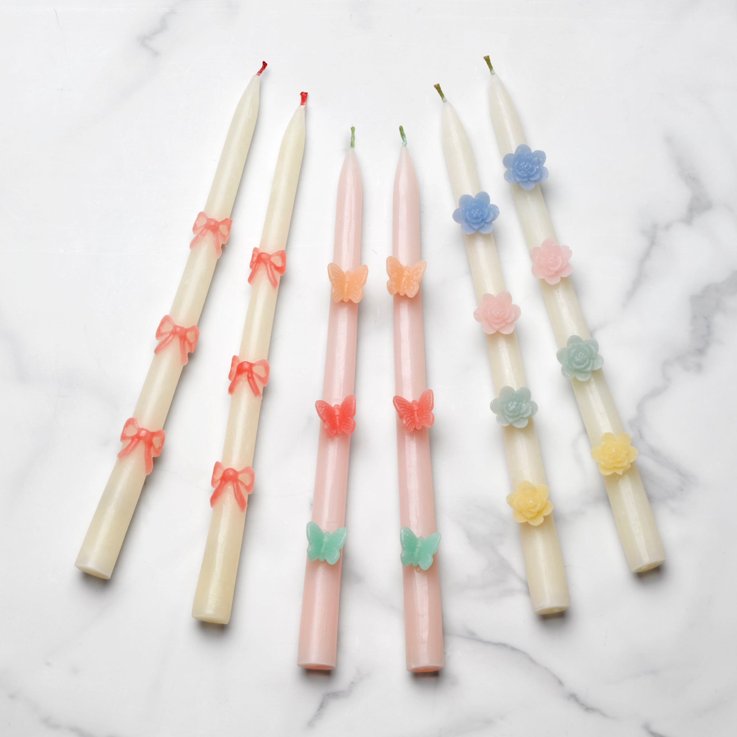Pastel Flower Taper Candles - Image 2