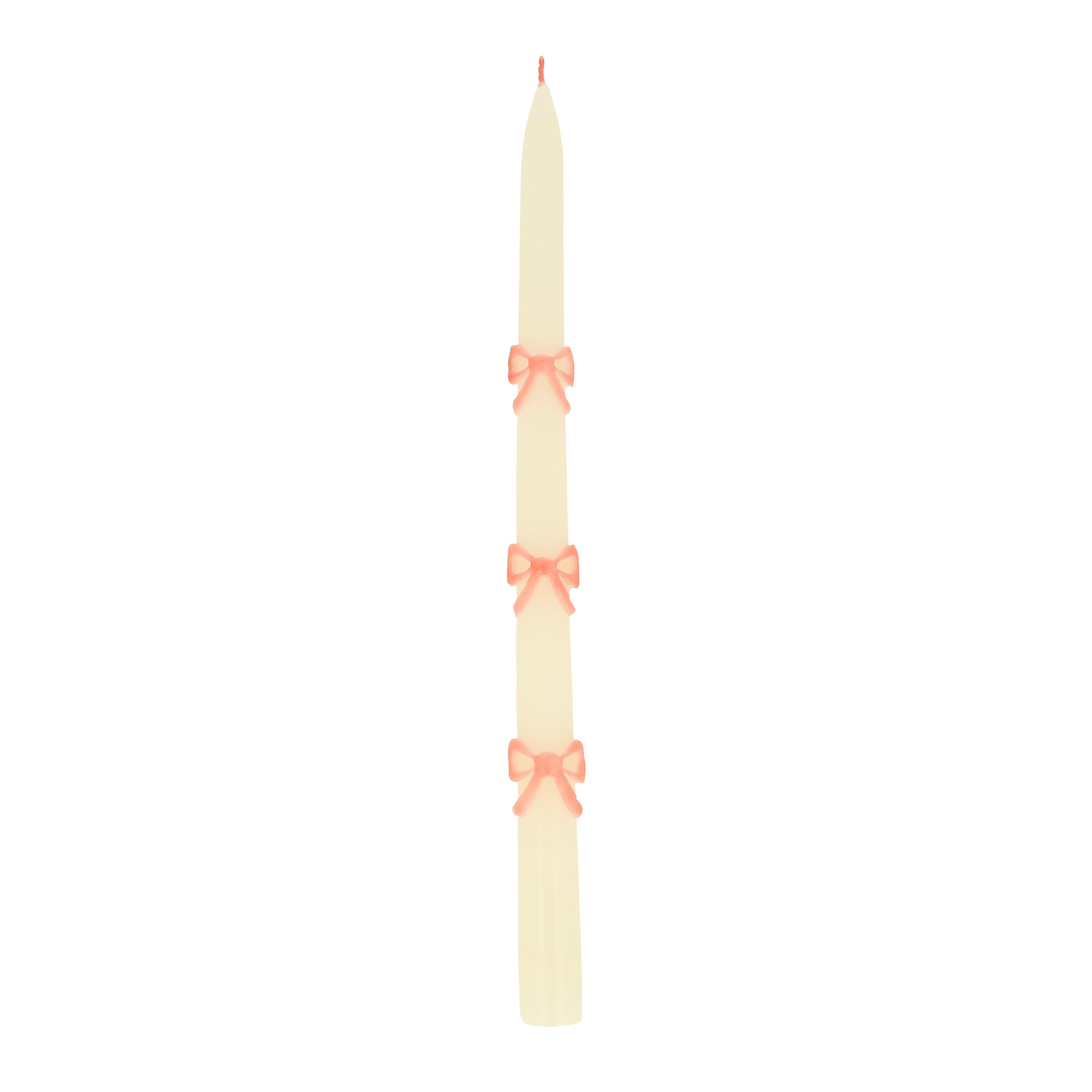 Pink Bow Taper Candles - Image 3