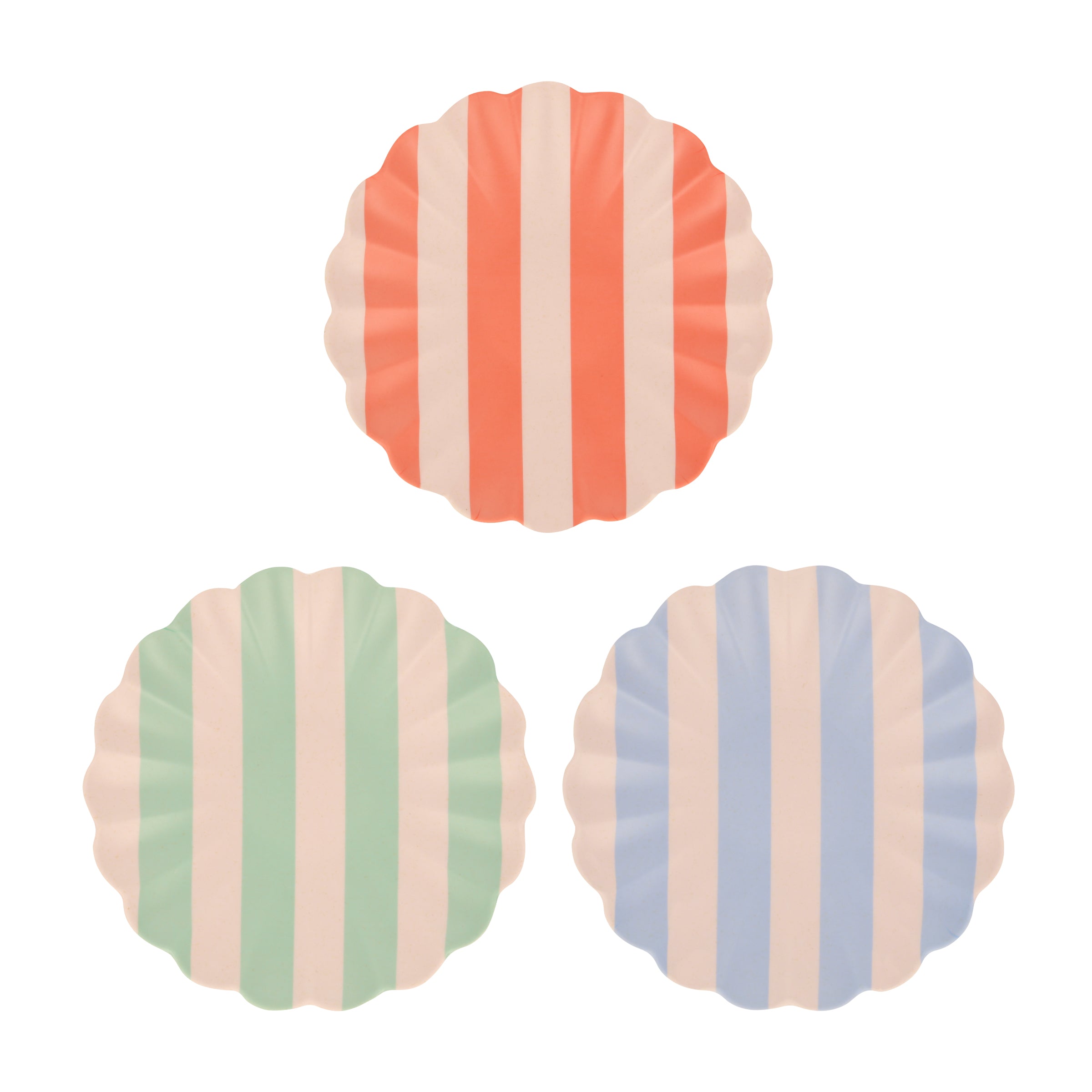 Stripy Reusable Bamboo Small Plates. Set of 6