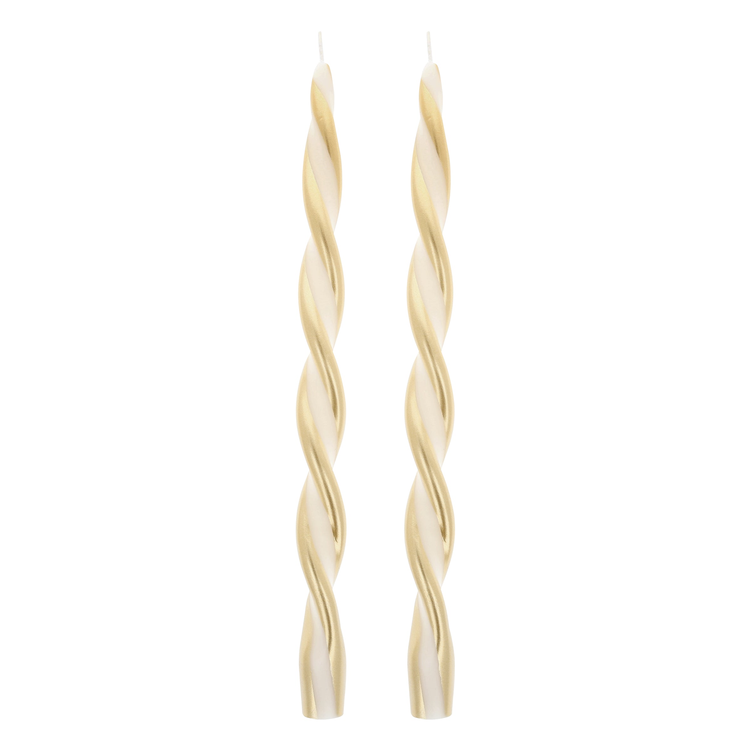Gold Stripe Twist Candles. Set of 2