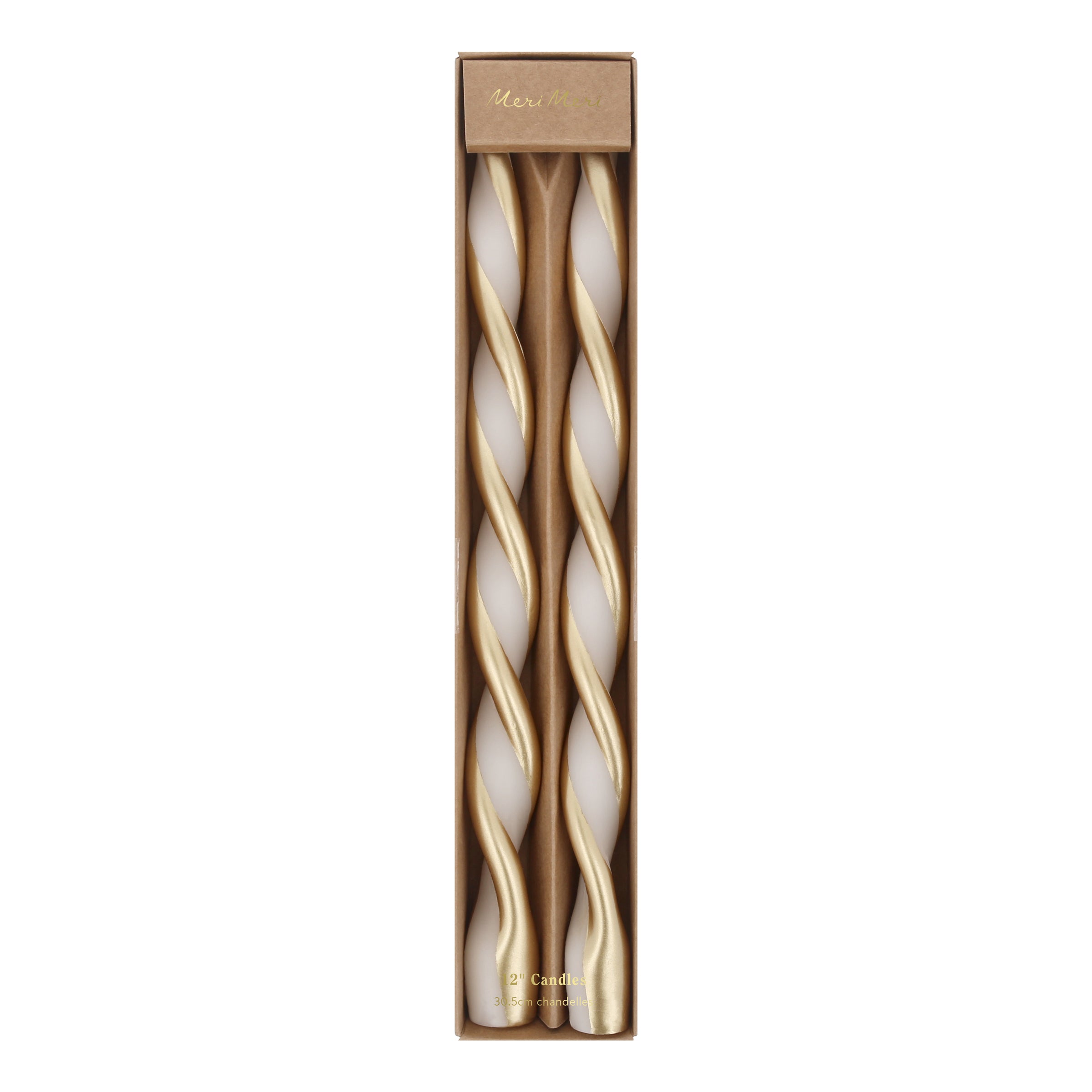 Gold Stripe Twist Candles. Set of 2 - Image 3