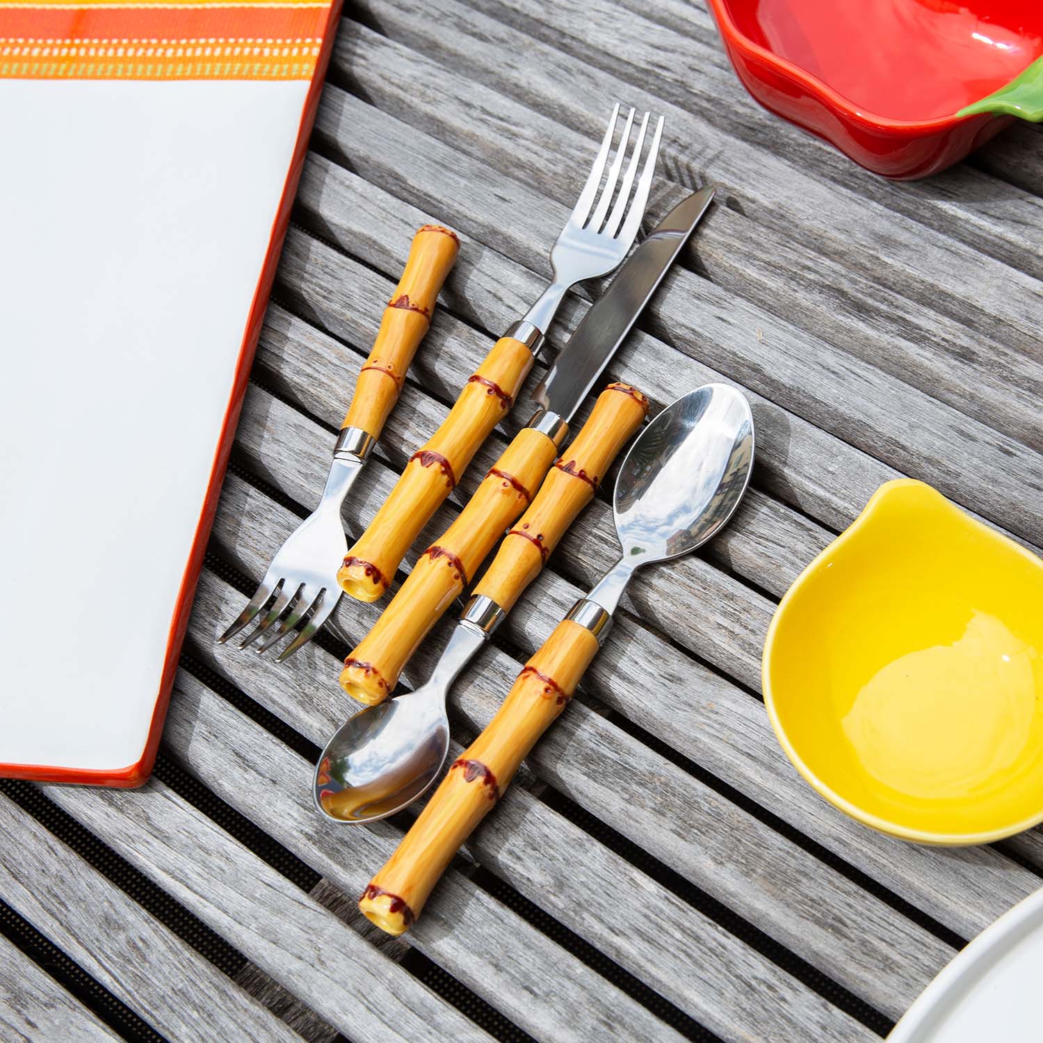 Bamboo Handle 20-Piece Flatware Set - Image 8