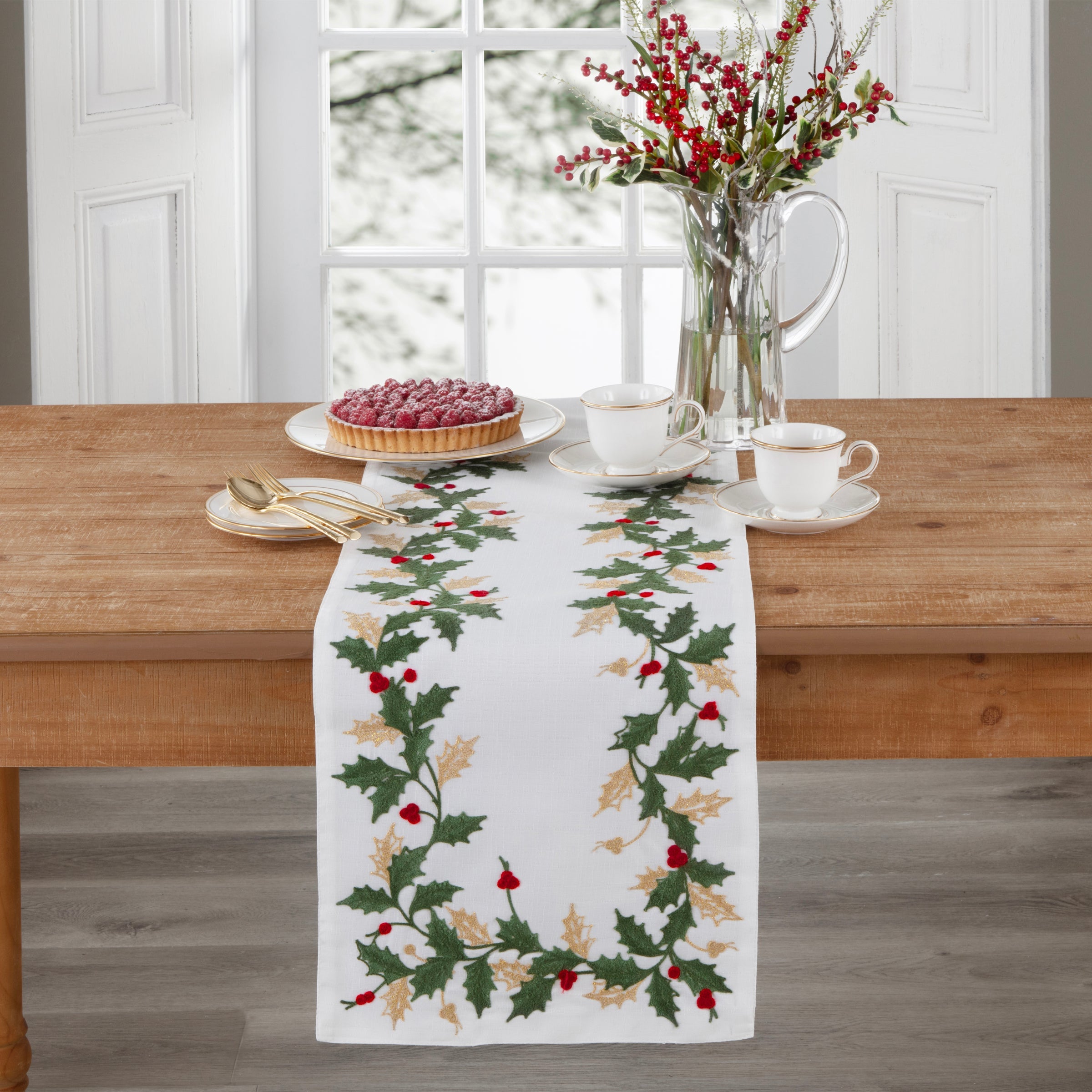 Holiday Embroidered 14X70 Table Runner - Image 2