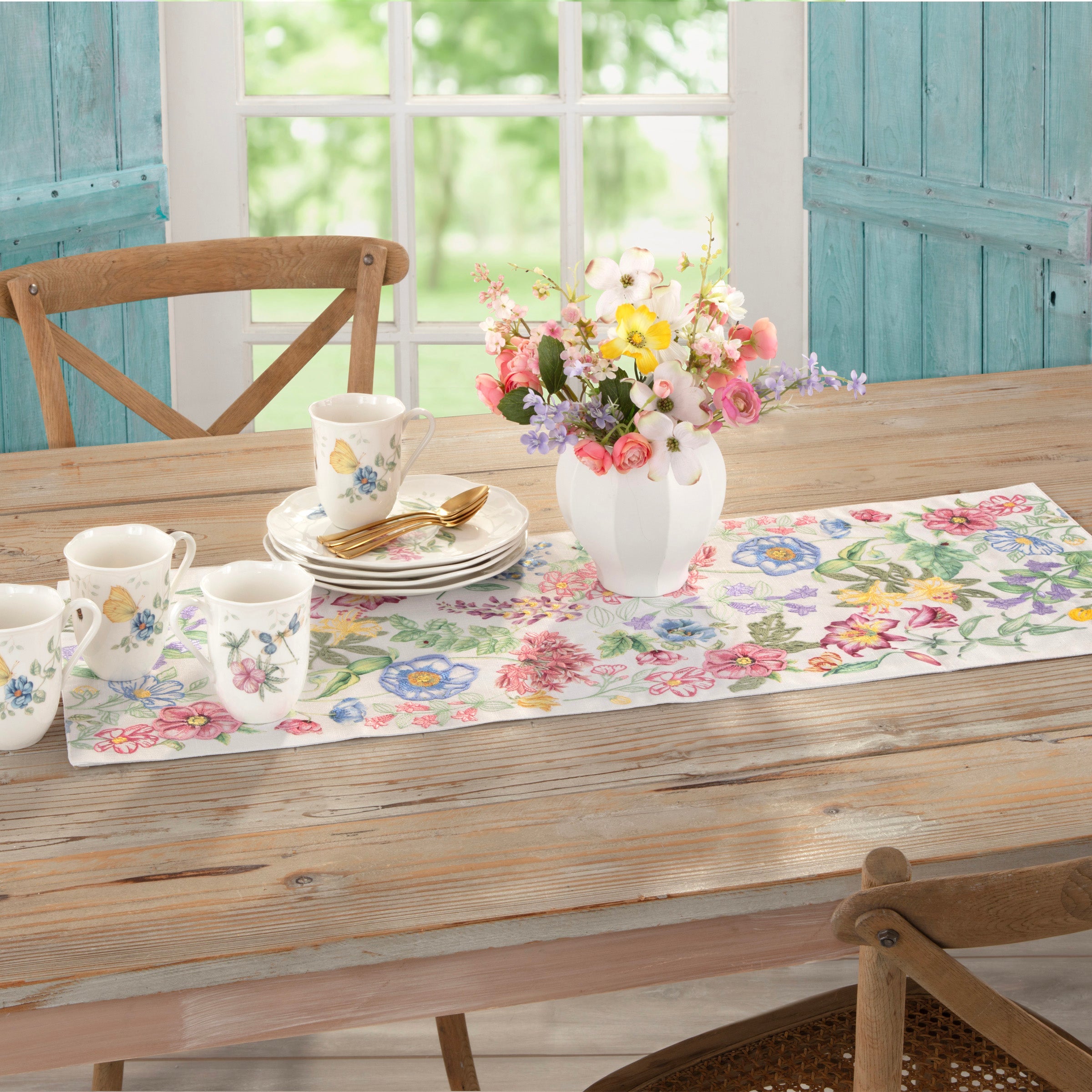 Butterfly Meadow Garden Embroidered Centerpiece - Image 2