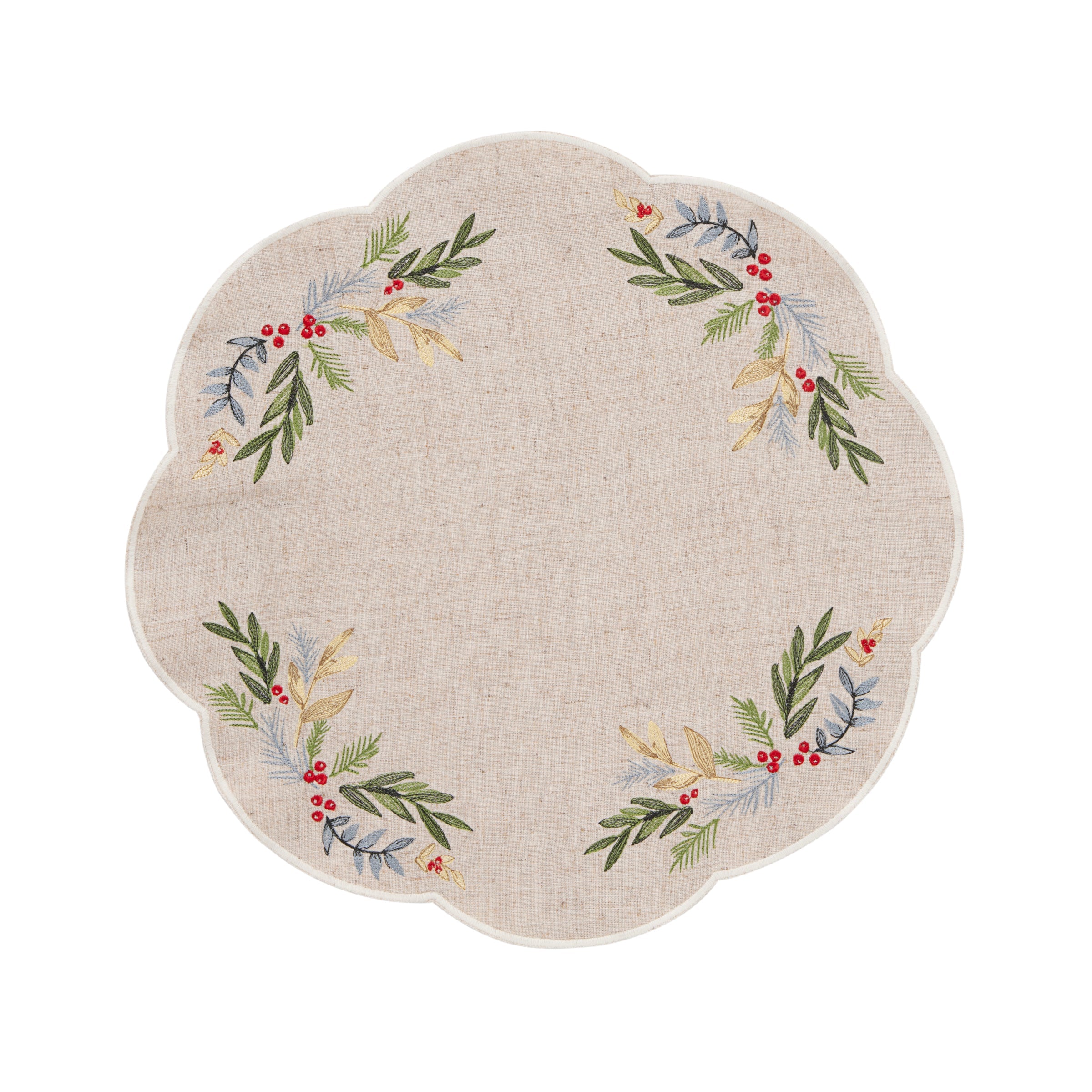 French Perle Holly Embroidered Placemats - Set Of 4 - Image 3