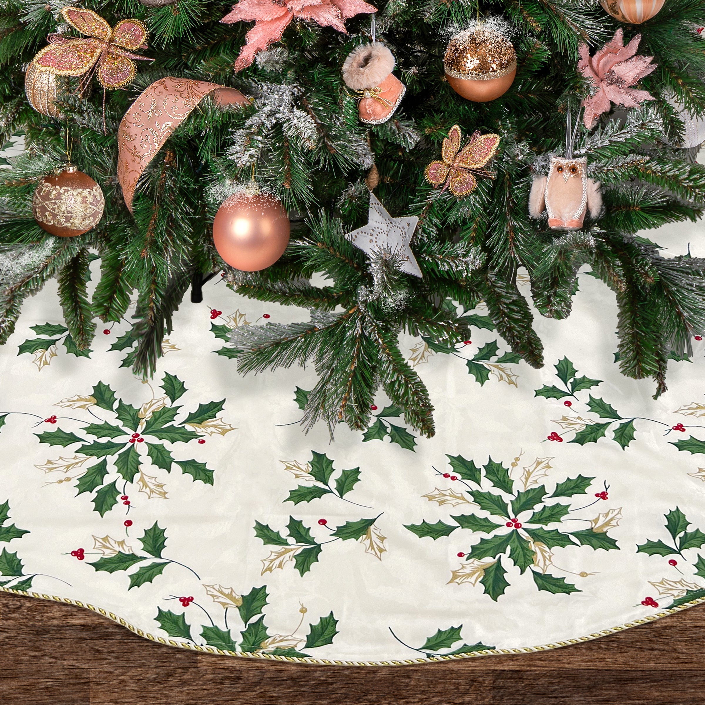 Scattered Holly Holiday Tree Skirt - Image 2