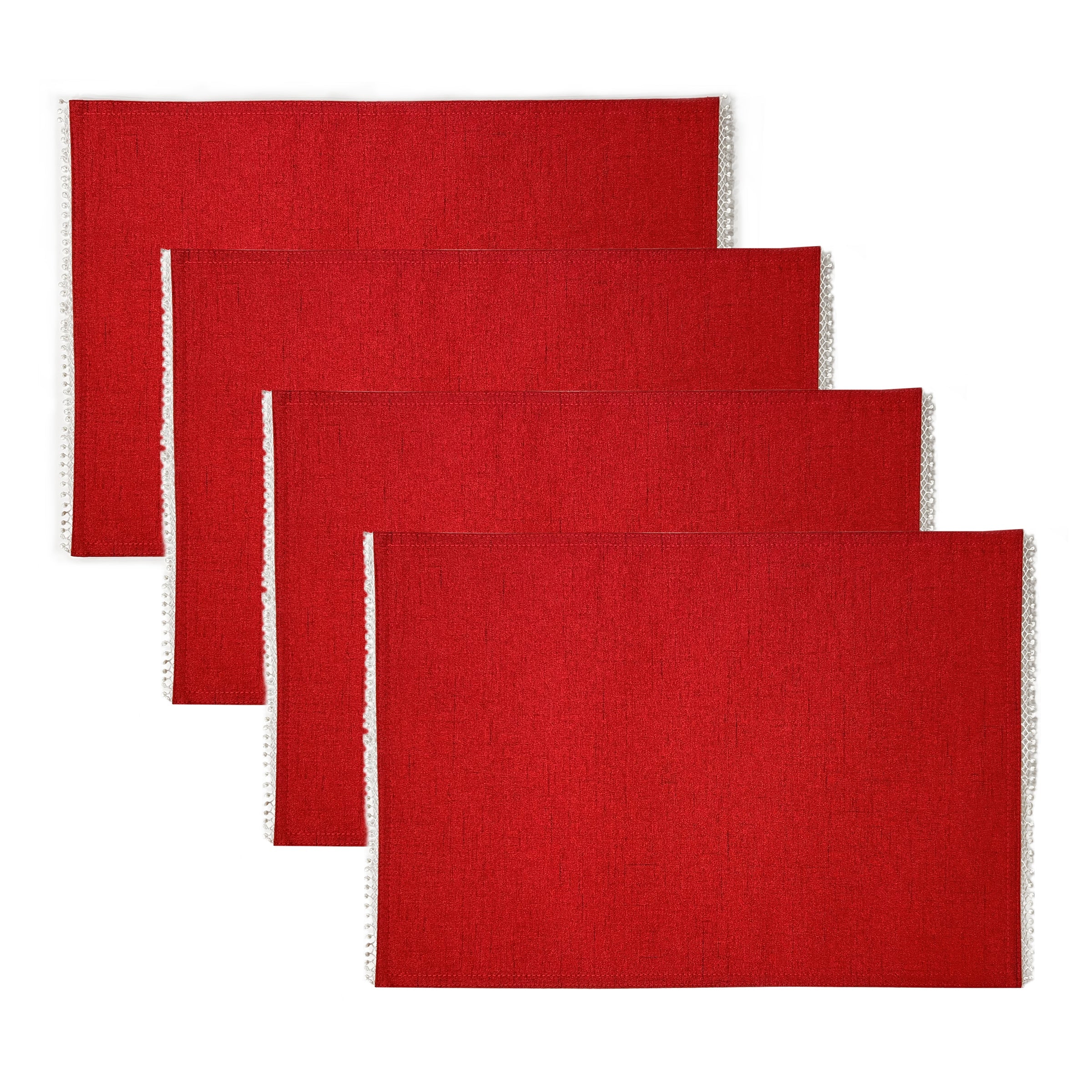 French Perle Red Placemats - Set Of 4