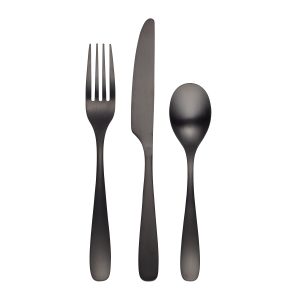 Eliana Black Satin 12 Piece Flatware Set