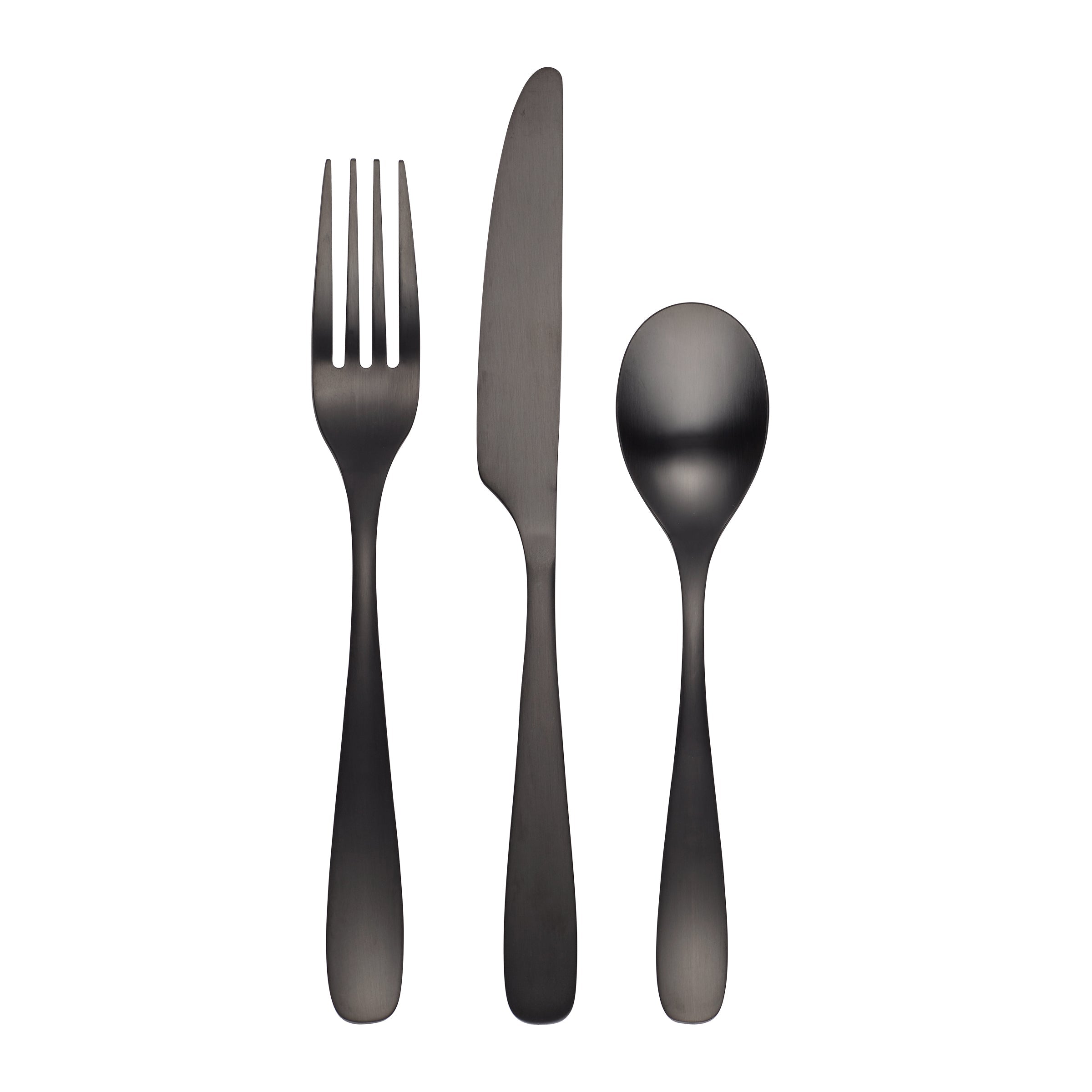 Eliana Black Satin 12 Piece Flatware Set