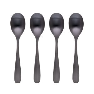 Eliana Black Satin Teaspoon - Set of 4