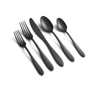 Delia Black Satin 20 Piece Flatware Set