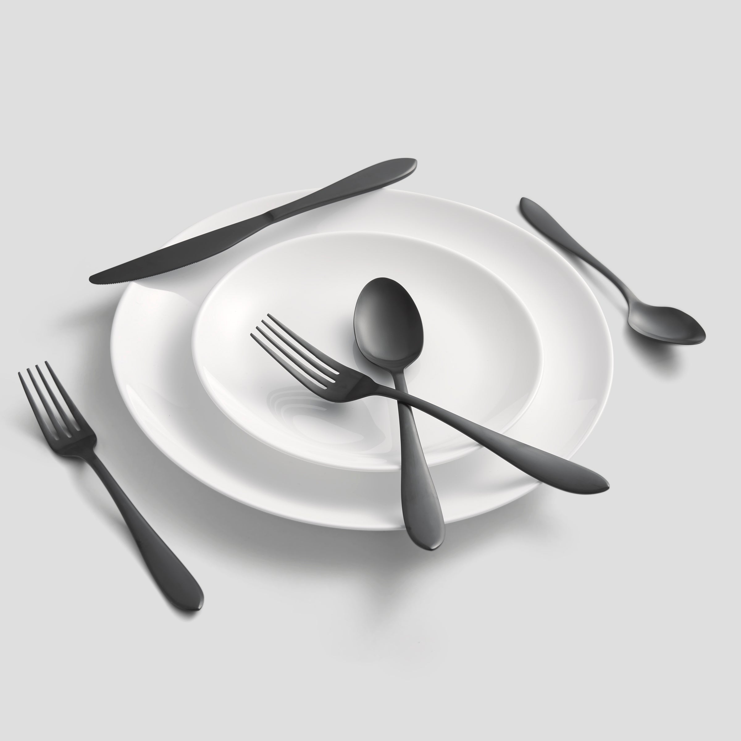 Delia Black Satin 20 Piece Flatware Set - Image 2