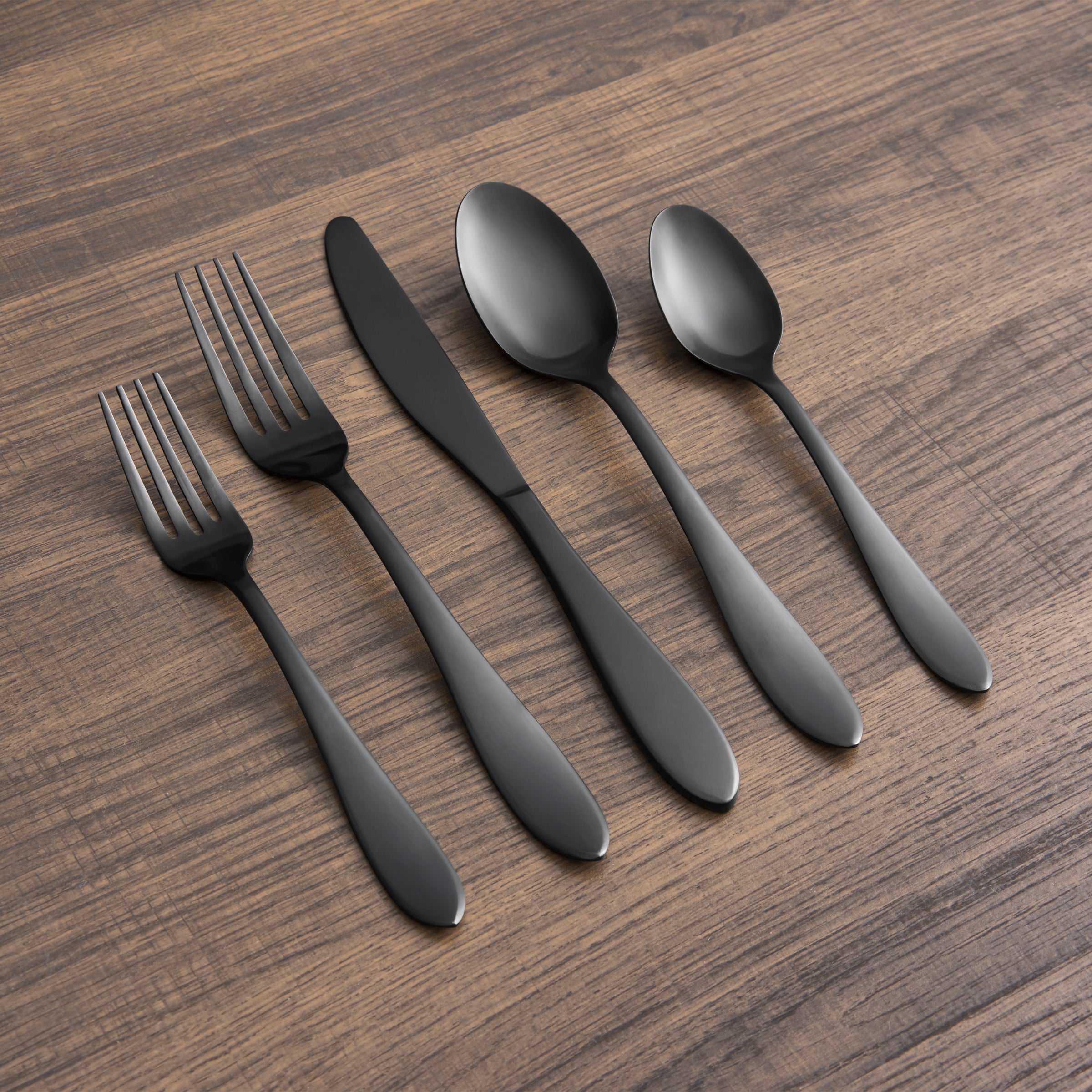 Delia Black Satin 20 Piece Flatware Set - Image 3