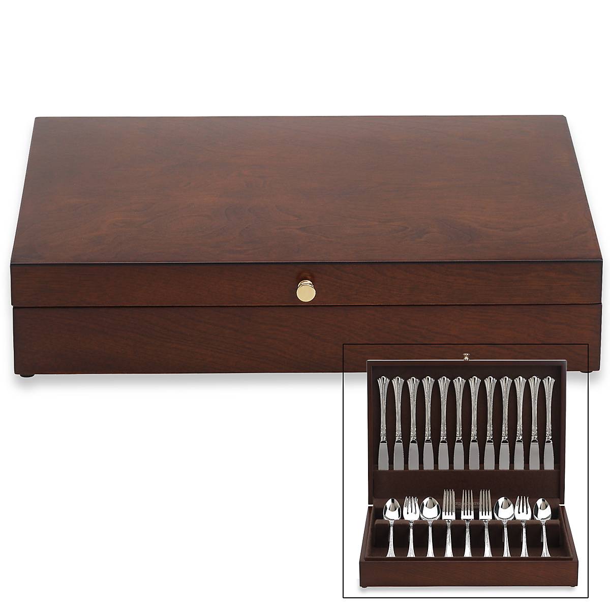 Eureka Mahogany Brown Flatware Chest