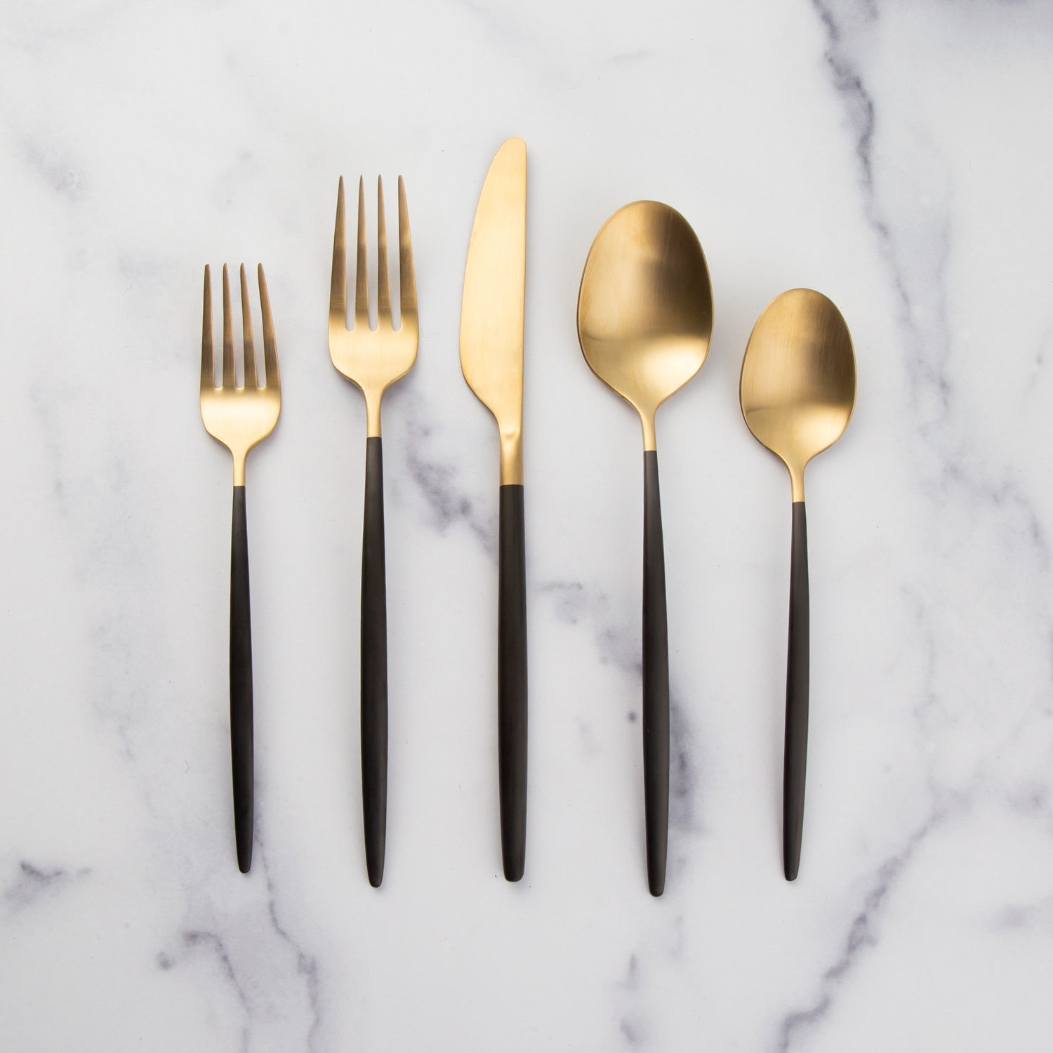 Gaze Black Champagne Satin 20 Piece Flatware Set