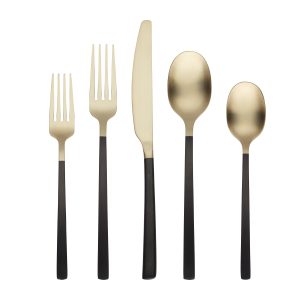 Beacon Black Champagne Satin 20 Piece Flatware Set