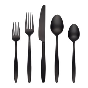 Nylah Black Satin 20 Piece Flatware Set