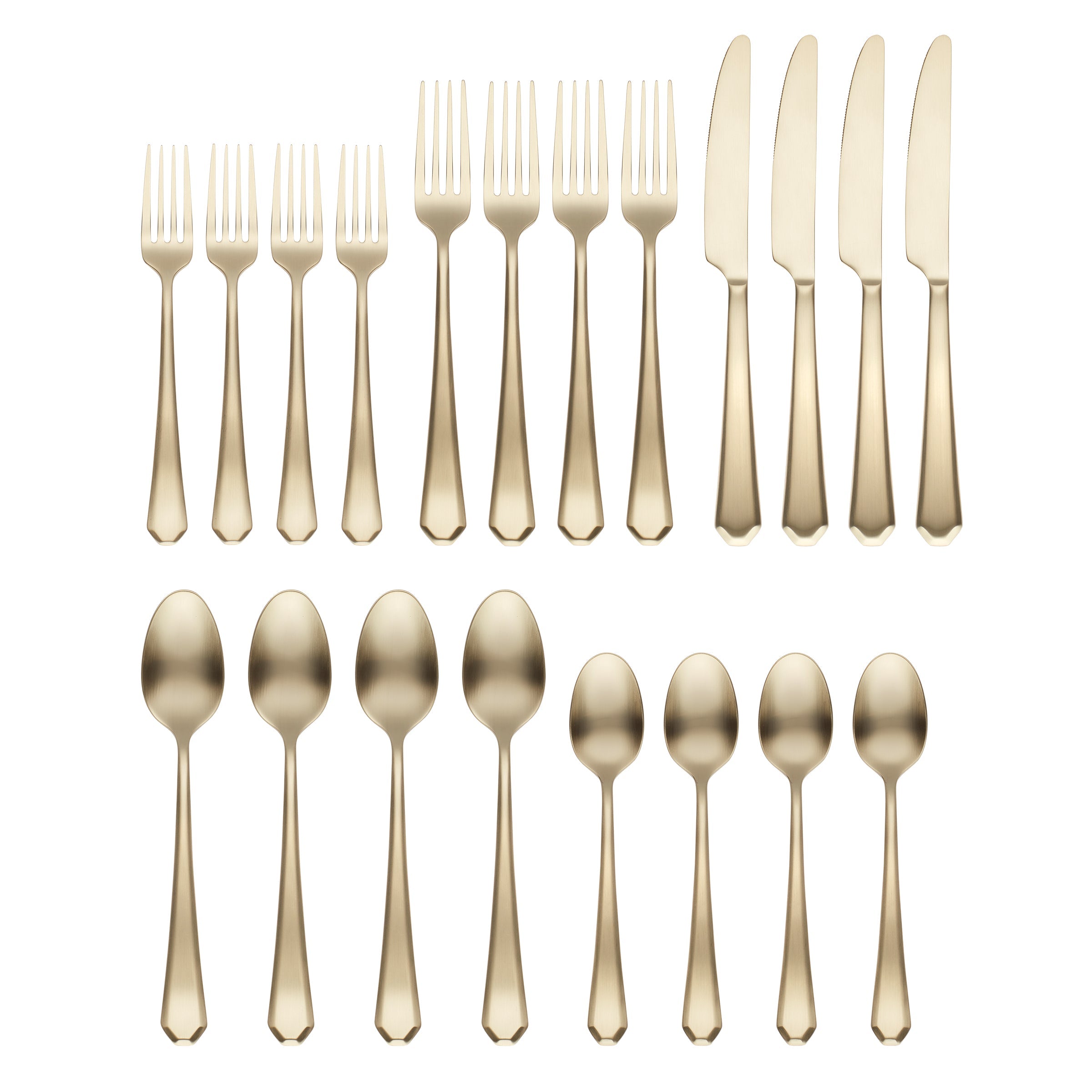 Geo Champagne Satin 20-Piece Flatware Set