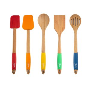 Fiesta Bamboo 5-Piece Silicone Utensil Set