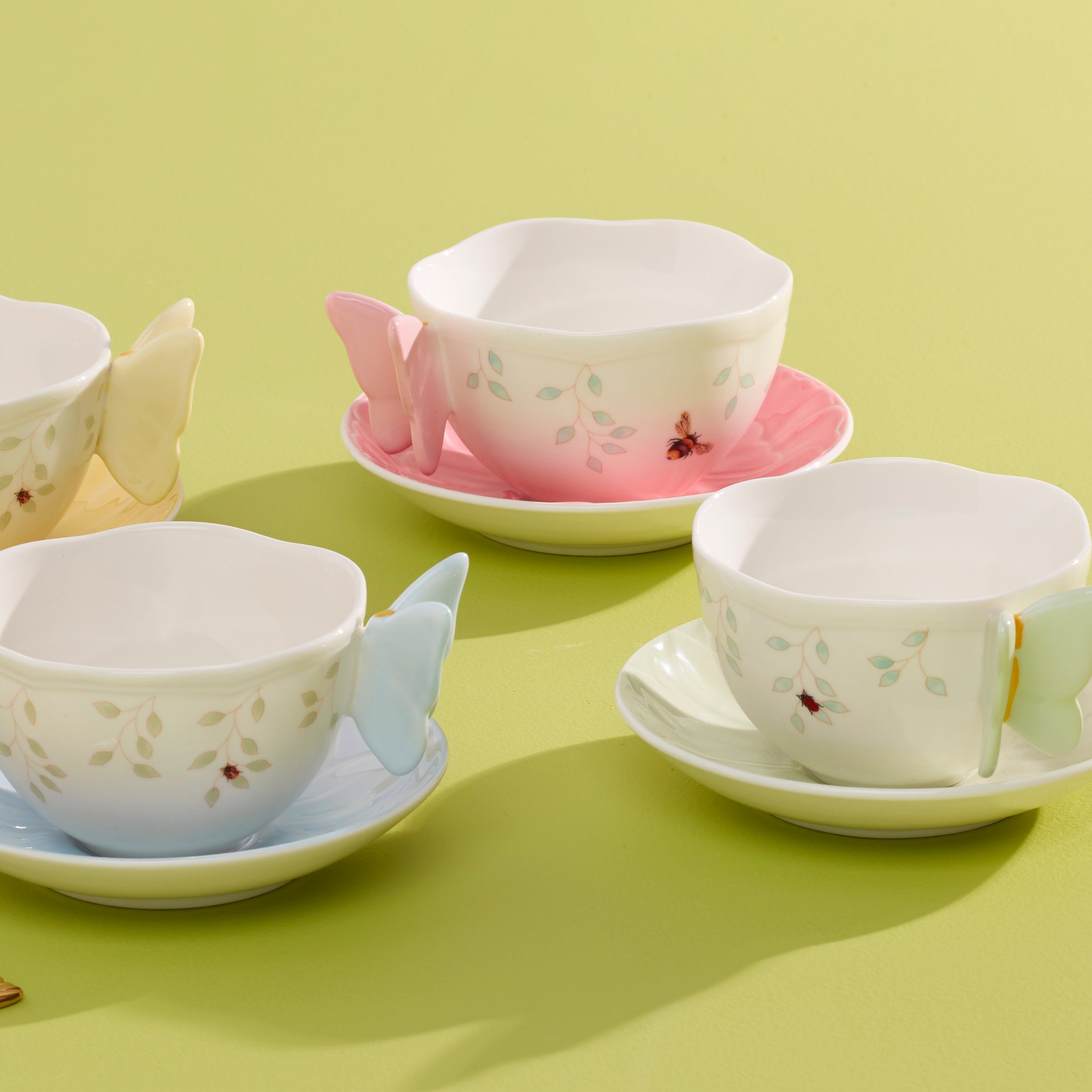 Butterfly Meadow Floral Yellow Cup & Saucer - Image 4