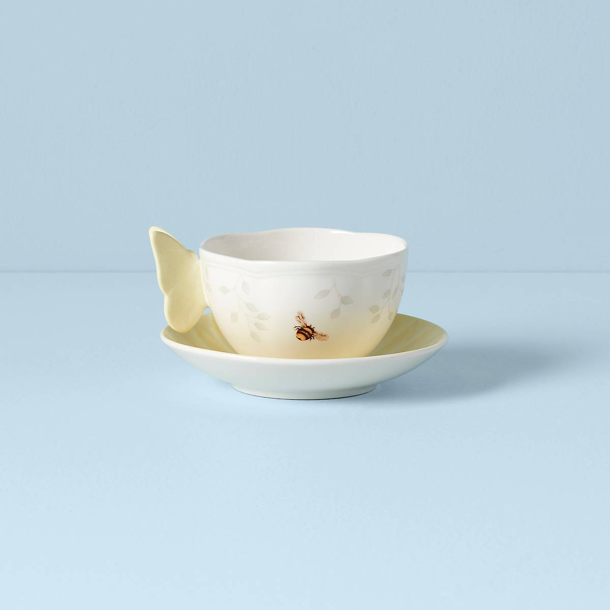 Butterfly Meadow Floral Yellow Cup & Saucer - Image 2