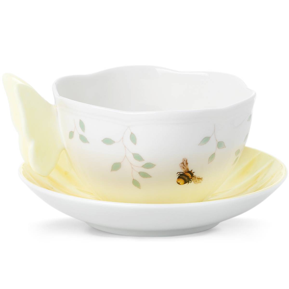 Butterfly Meadow Floral Yellow Cup & Saucer - Image 3
