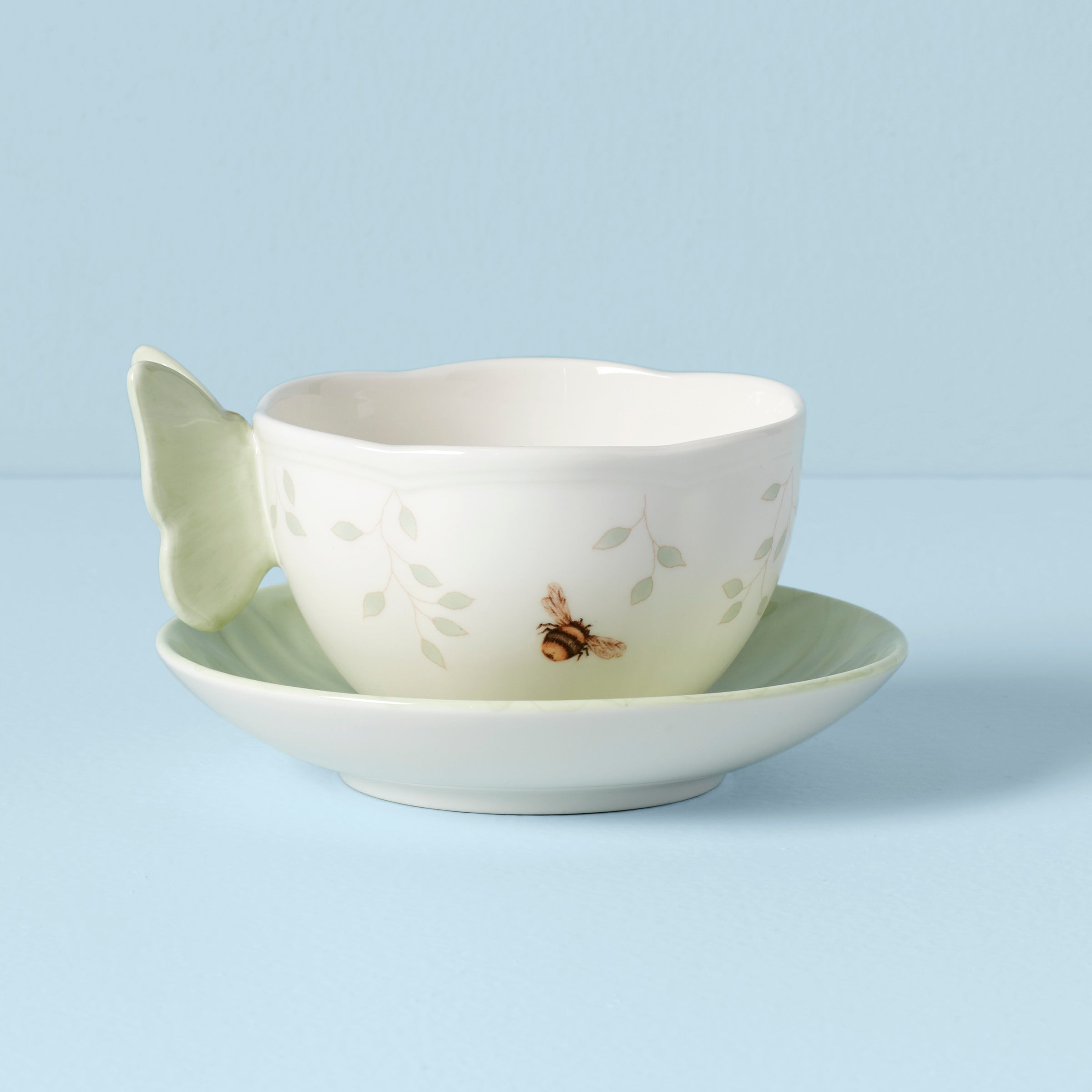 Butterfly Meadow Floral Green Cup and Saucer - Image 2