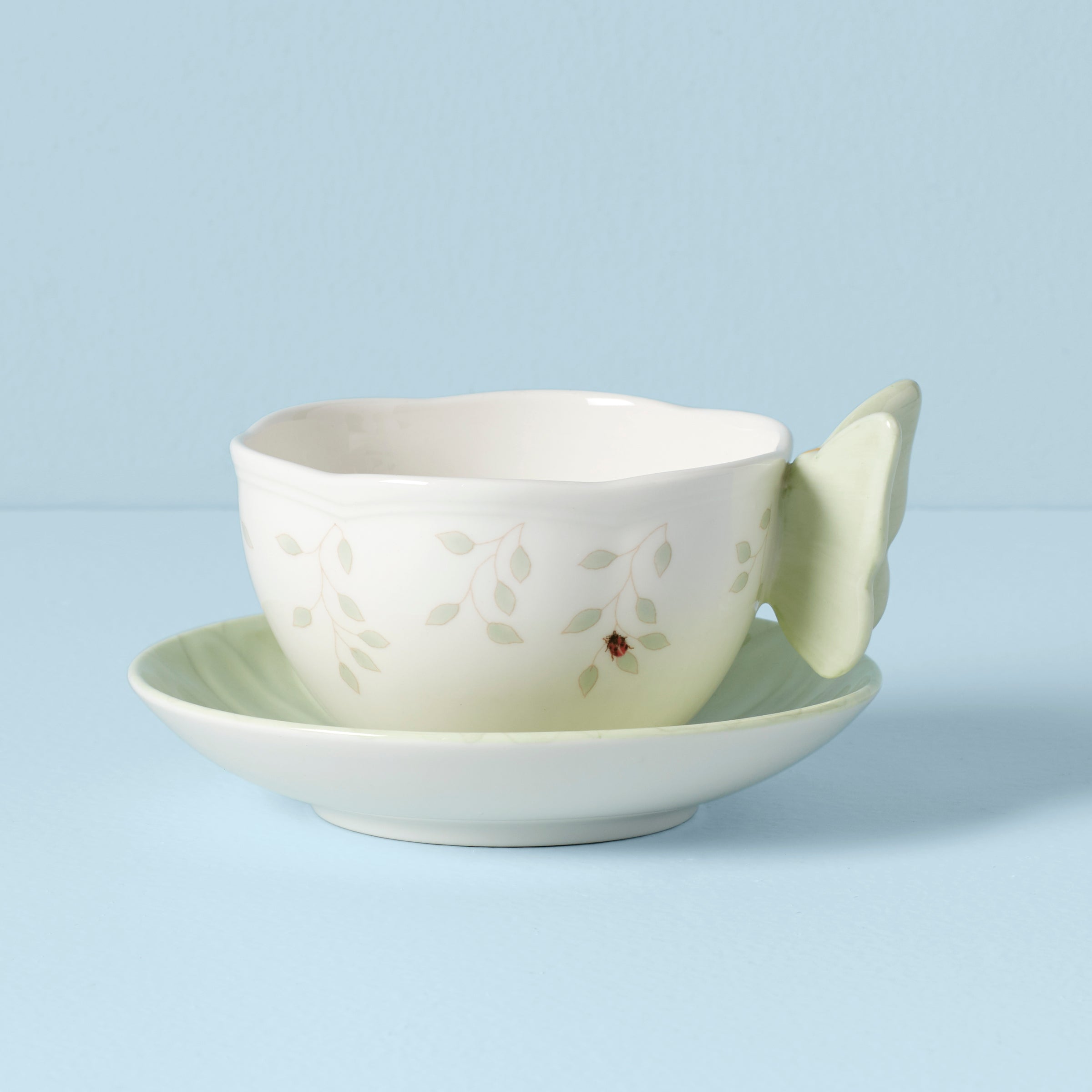 Butterfly Meadow Floral Green Cup and Saucer