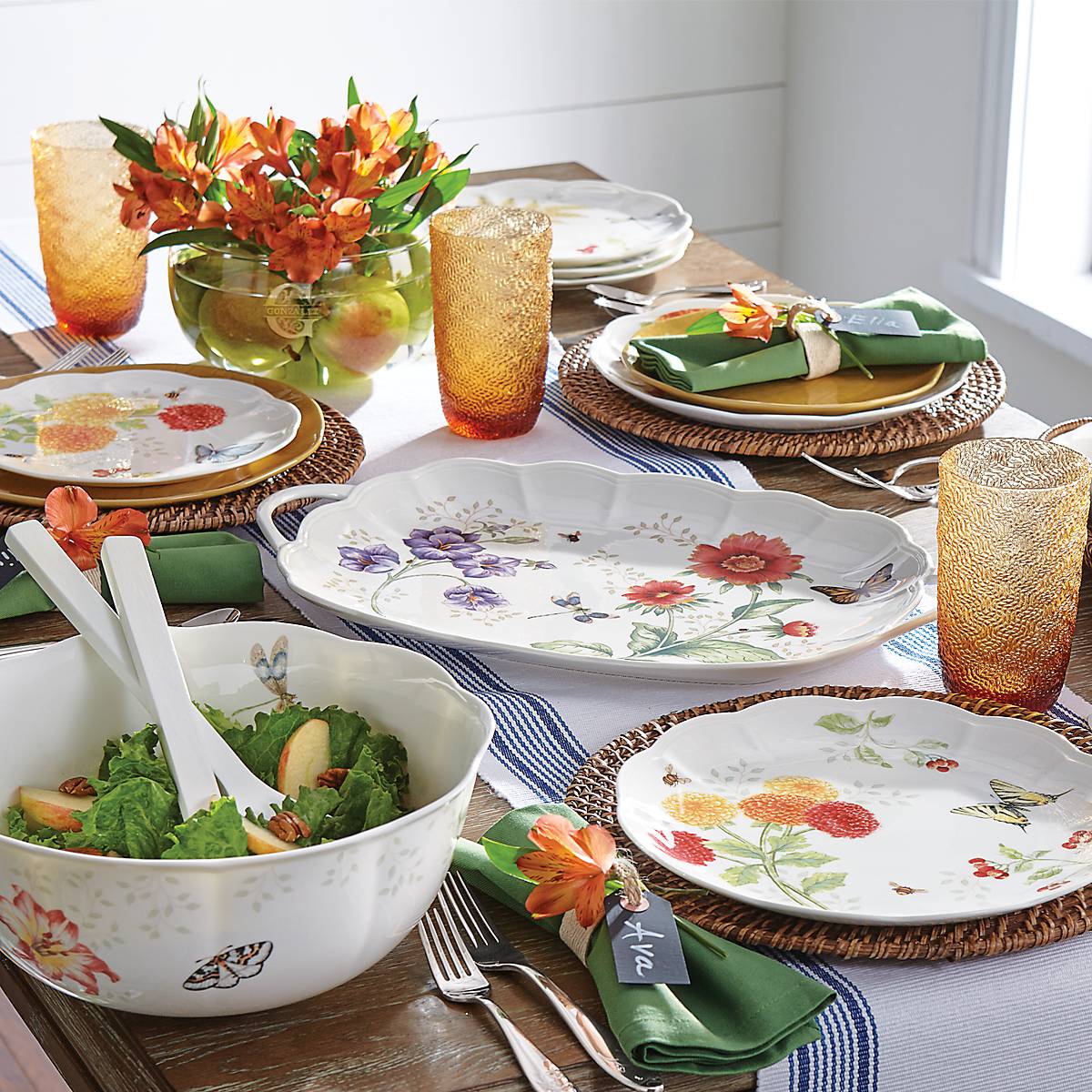 Butterfly Meadow Salad Bowl & Servers - Image 5