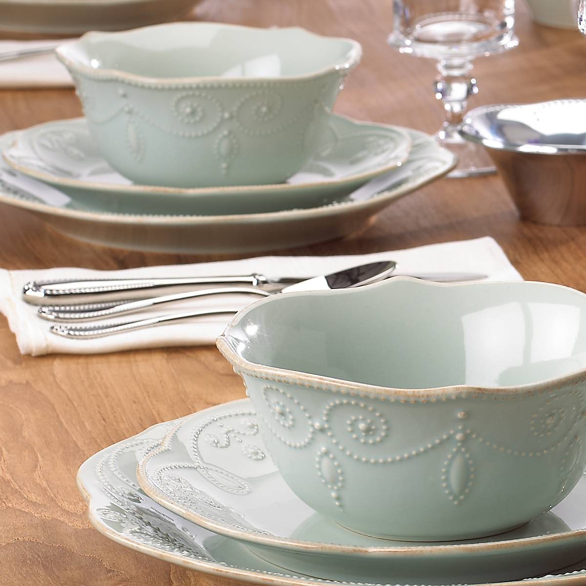 French Perle Blue 4-Piece Place Setting - Image 4