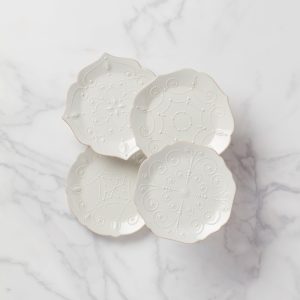 French Perle White 4-Piece Dessert Set