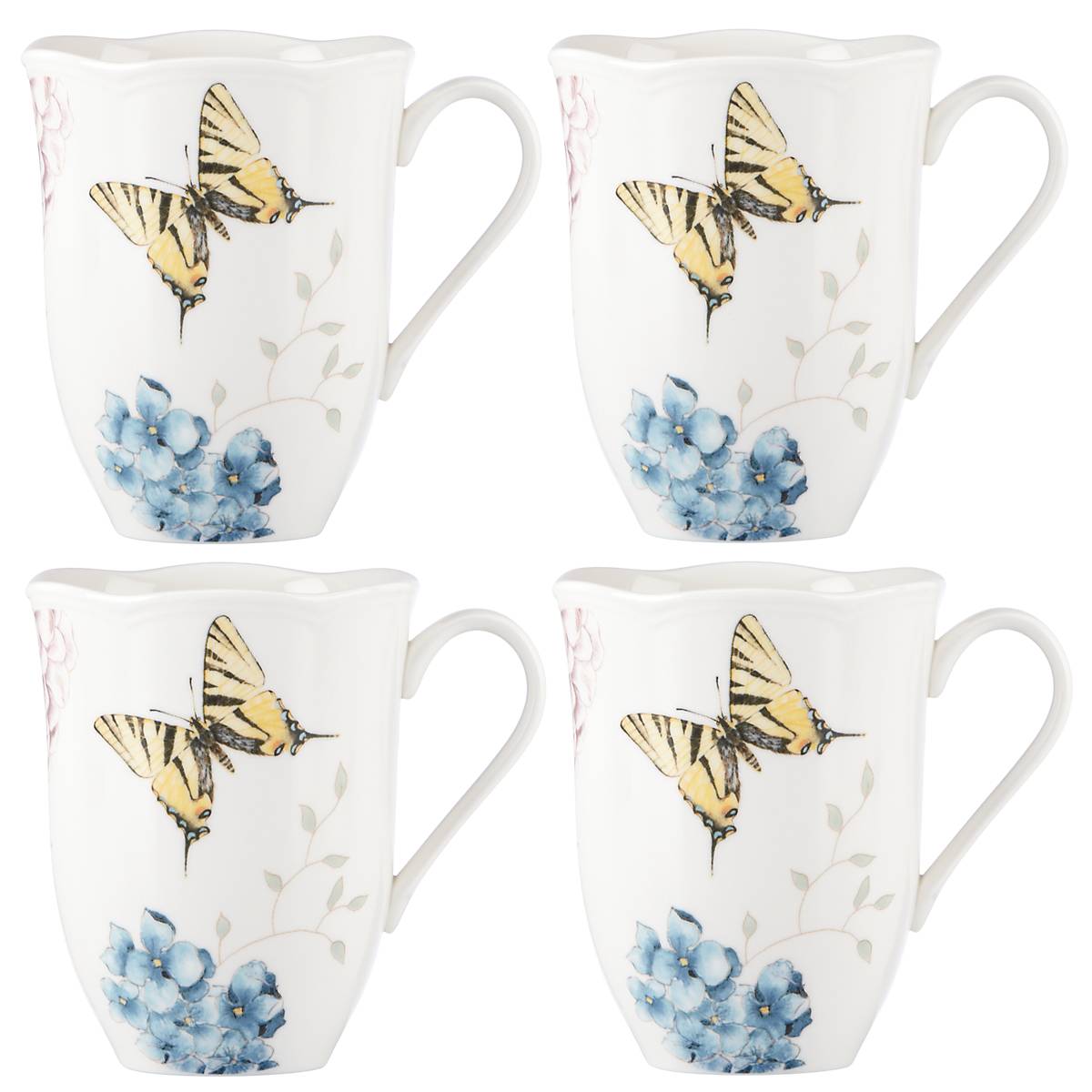 Butterfly Meadow Hydrangea Mugs - Set of 4 - Image 3