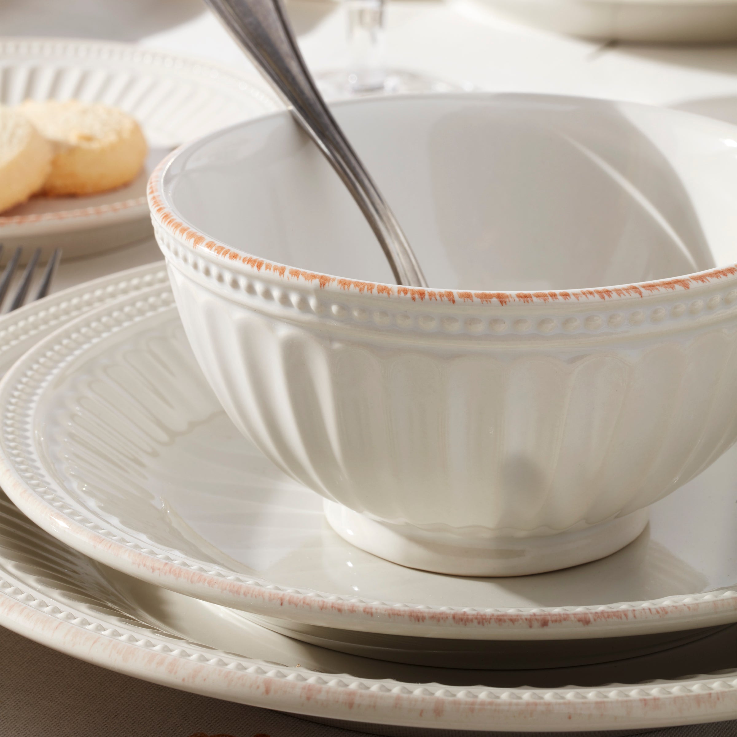 French Perle Groove White 4-Piece Place Setting - Image 3