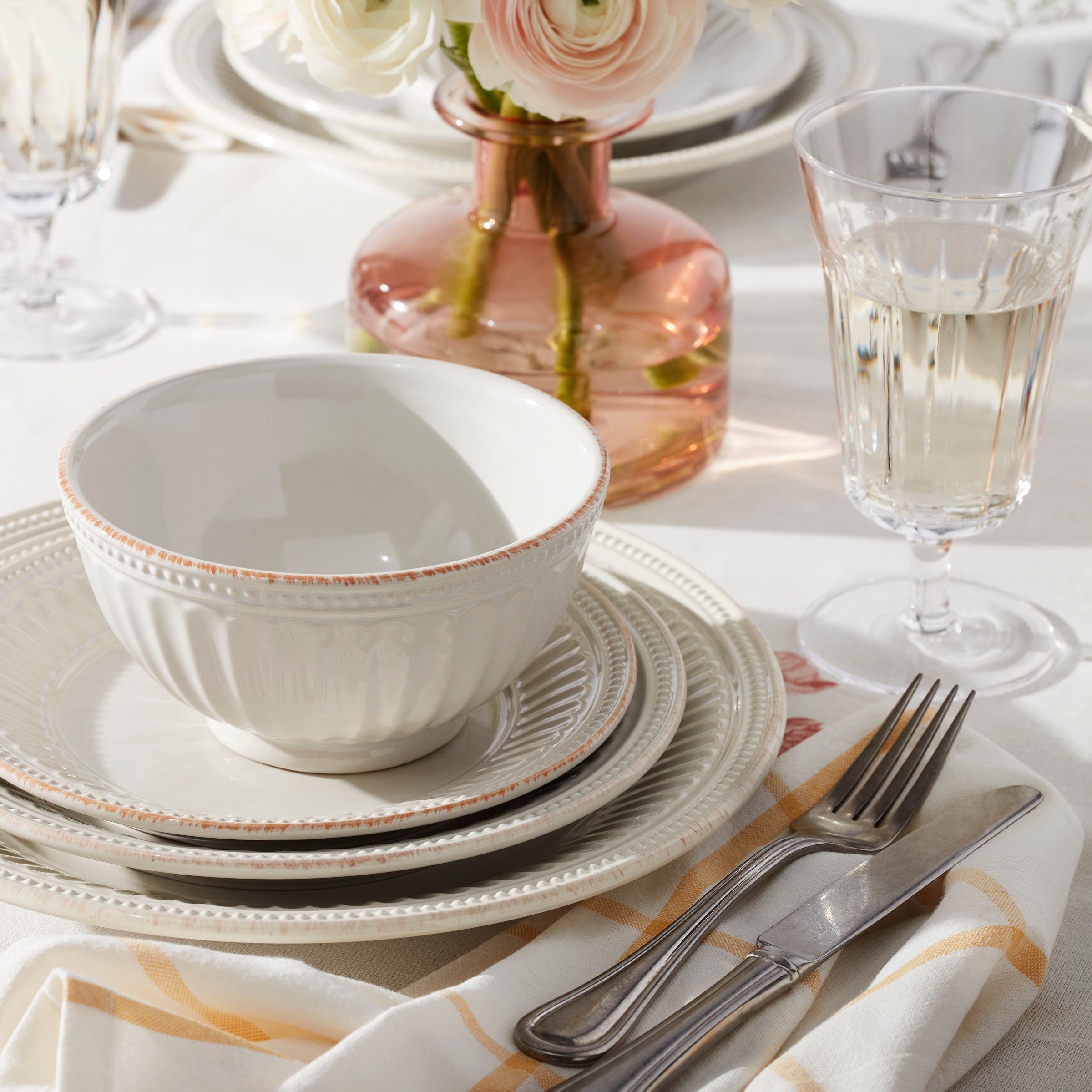 French Perle Groove White 4-Piece Place Setting - Image 5