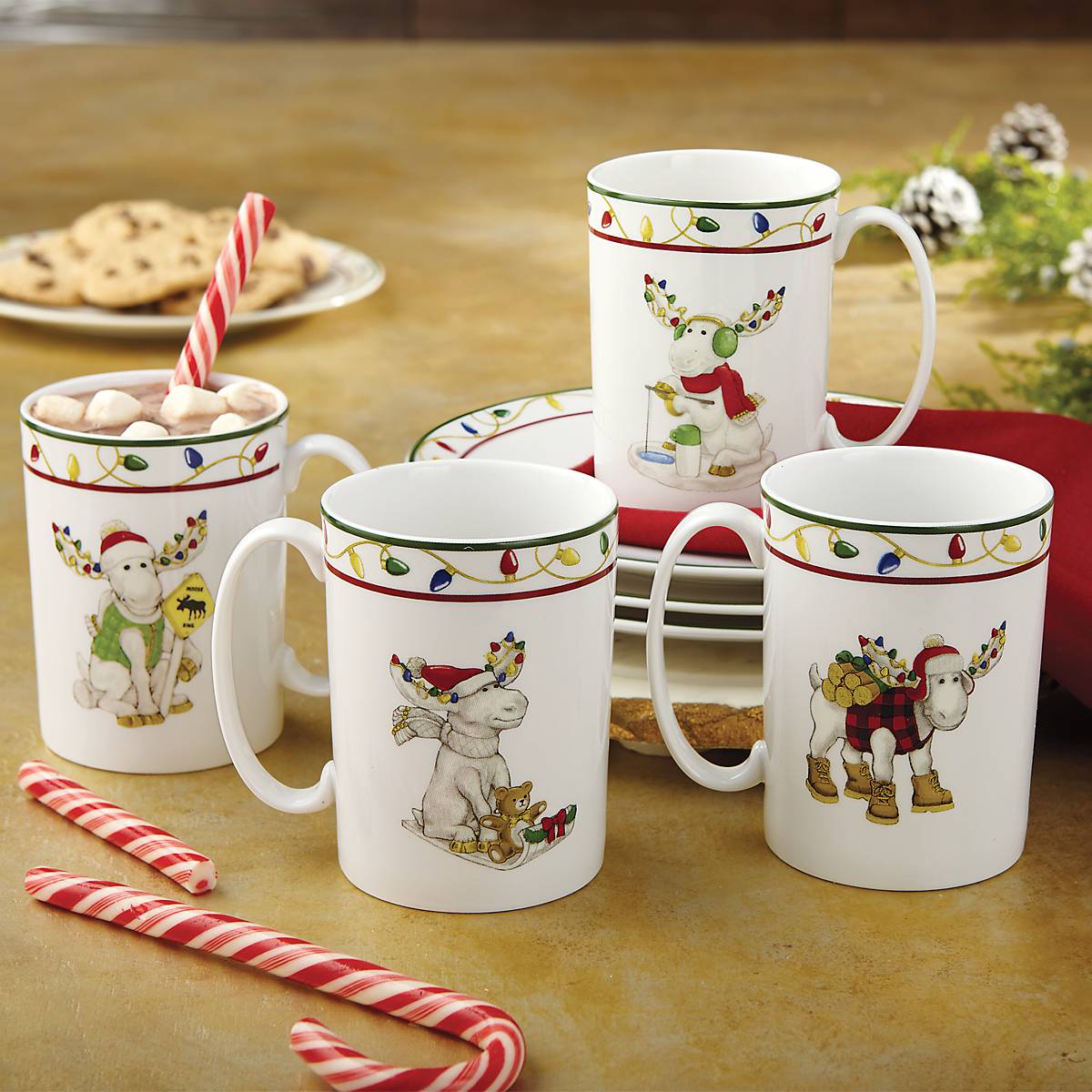 Merry Marcel Moose Mugs - Set of 4 - Image 3
