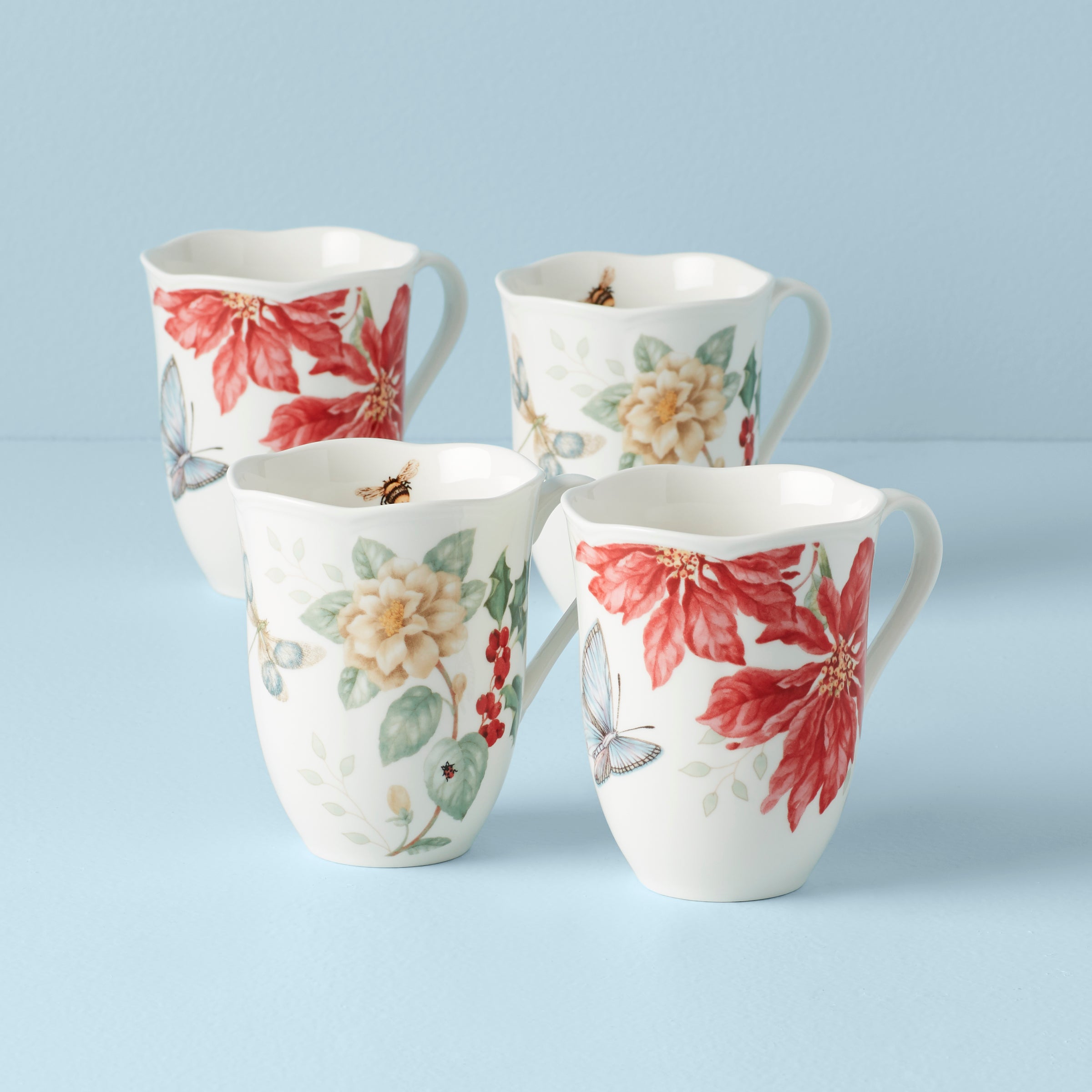 Butterfly Meadow Holiday Mugs - Set of 4