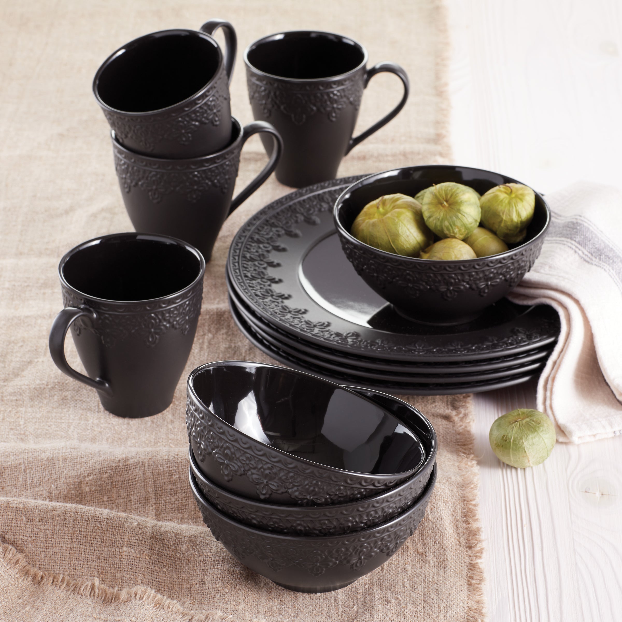 Chelse Muse Fleur Black All-Purpose Bowls - Set of 4 - Image 4