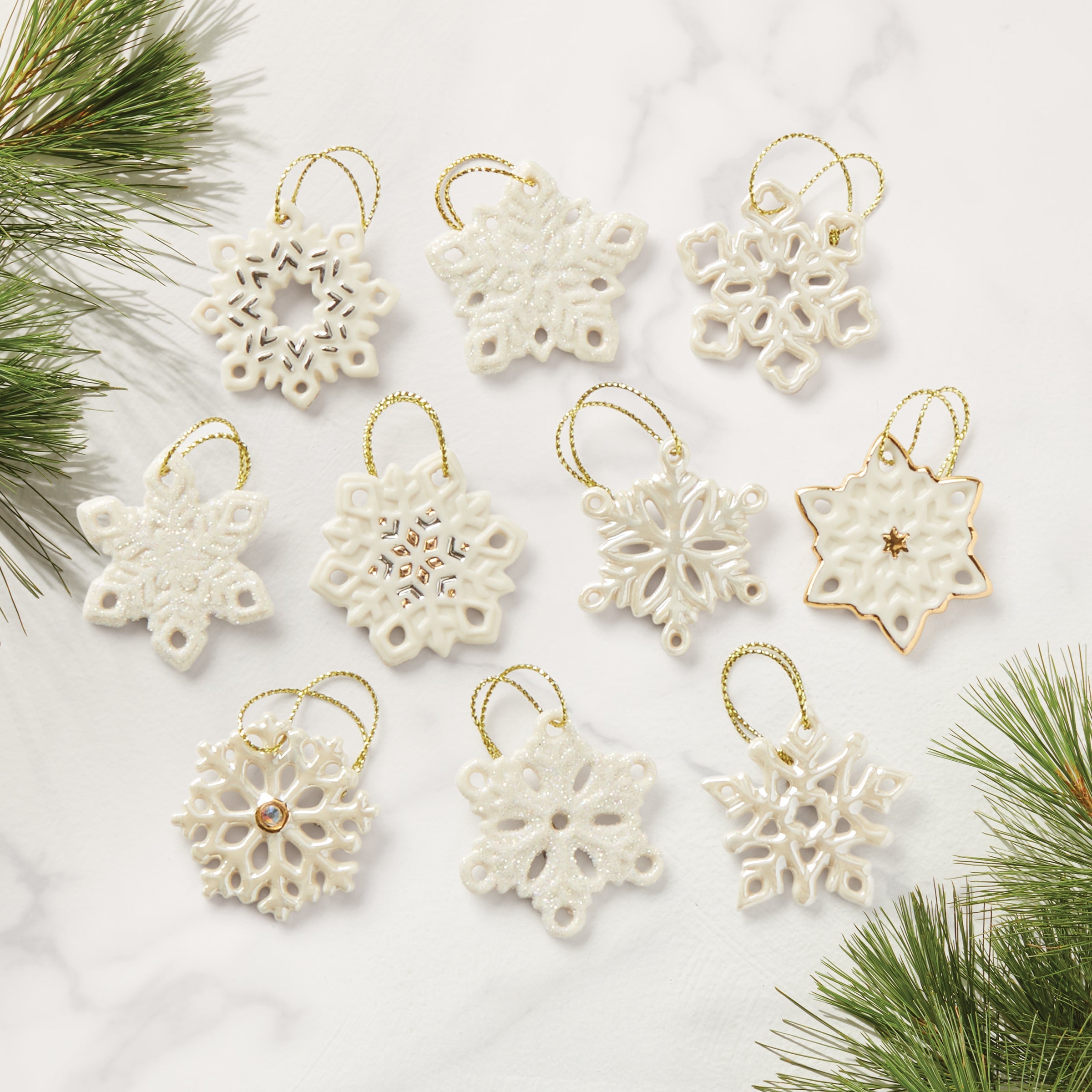 Snowflake 10-Piece Ornament Set - Image 2