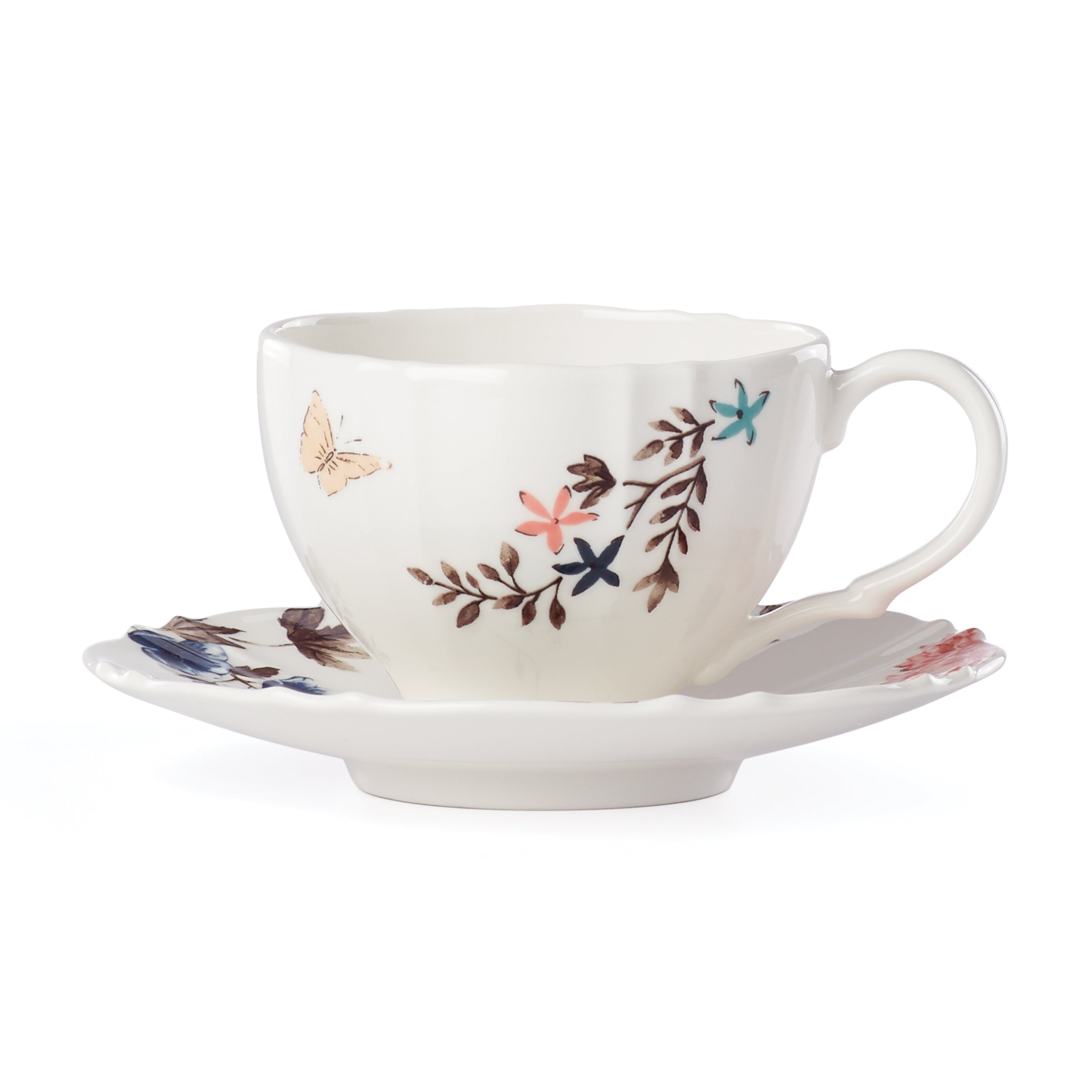 Sprig & Vine Teacup & Saucer - White - Image 3