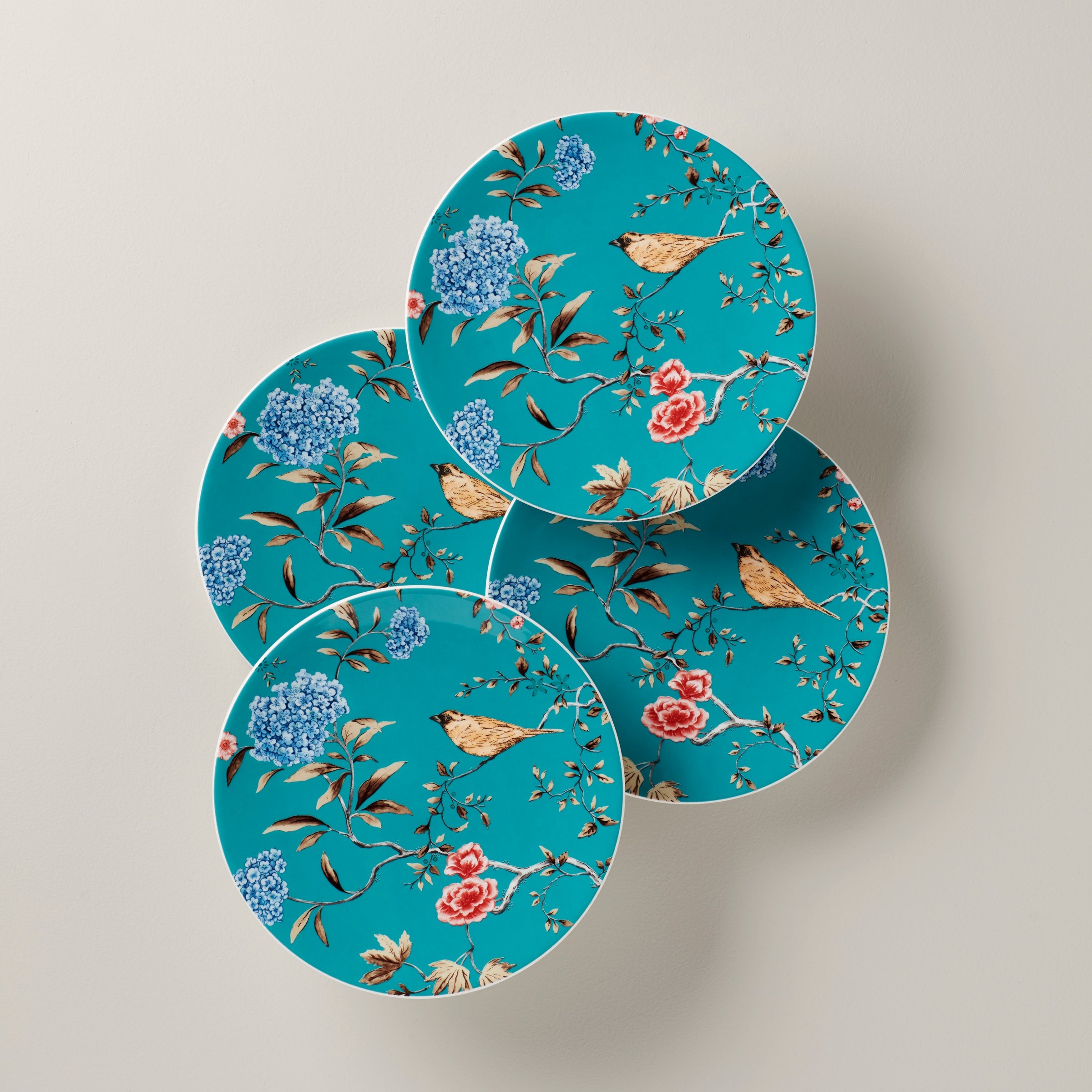 Sprig & Vine Turquoise Accent Plates - Set of 4