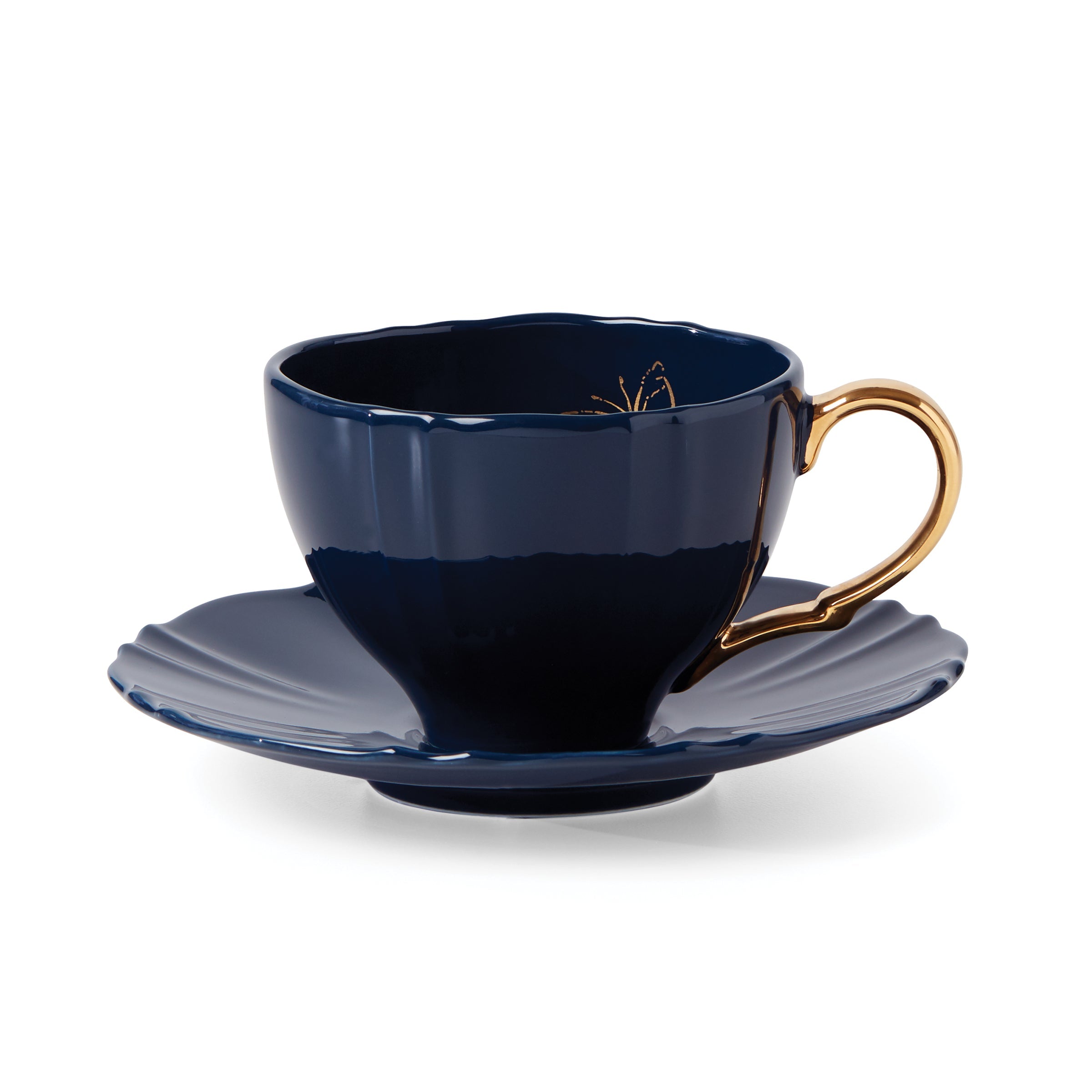Sprig & Vine Teacup & Saucer - Navy - Image 2