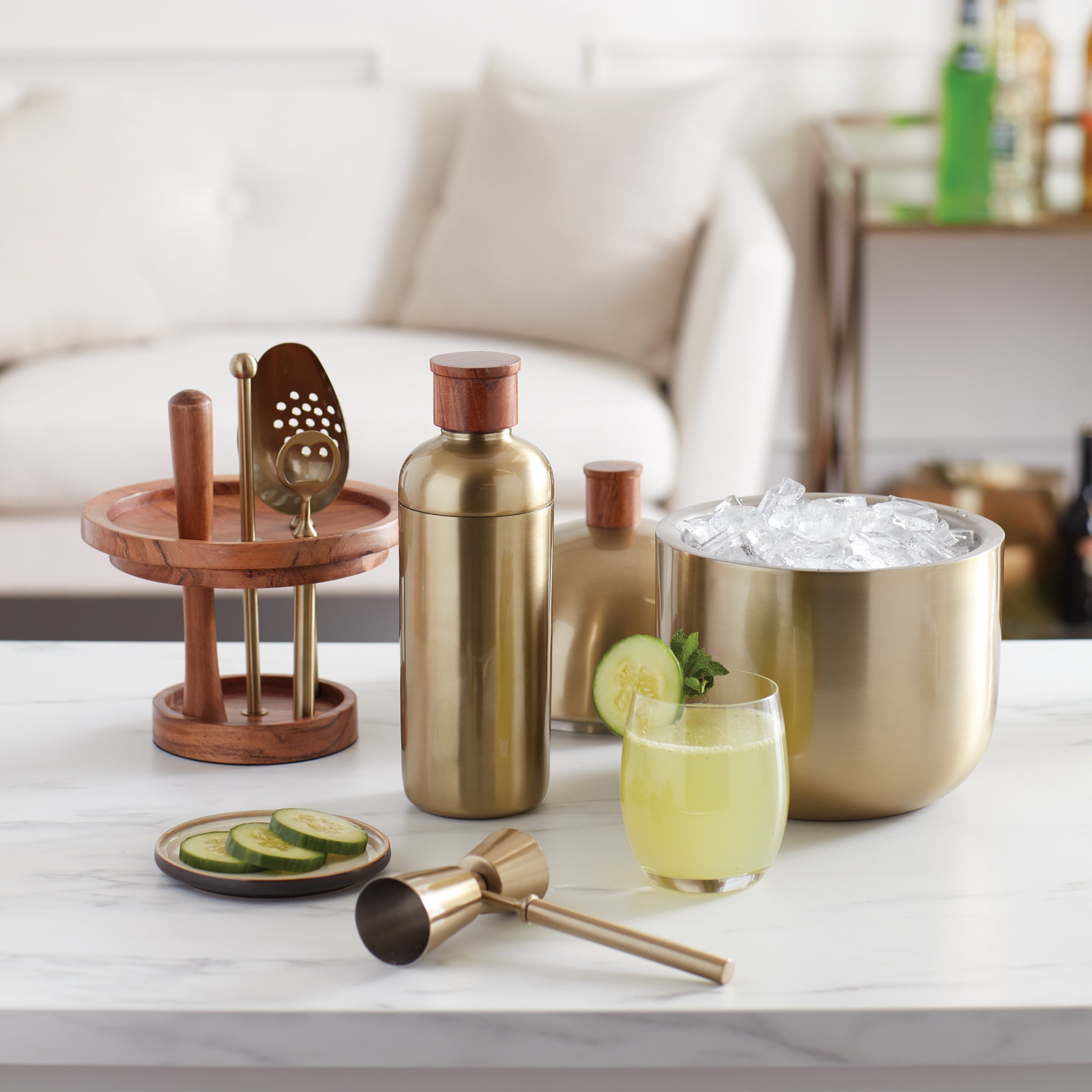 Cocktail Party Brushed Gold Bar Tool Set - Image 4