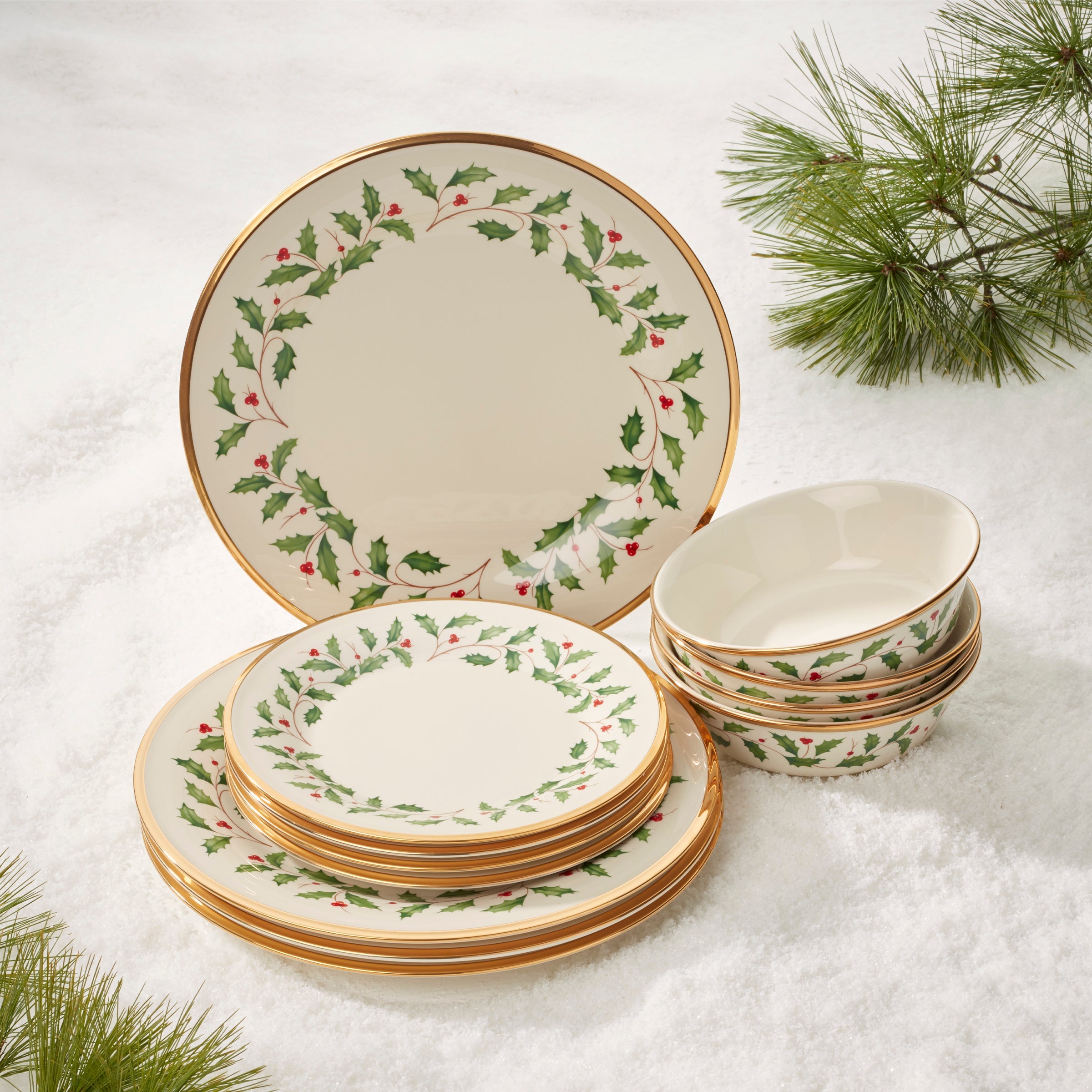 Holiday 12-Piece Plate & Bowl Set - Image 9
