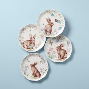 Butterfly Meadow Bunny Accent Plates - Set of 4