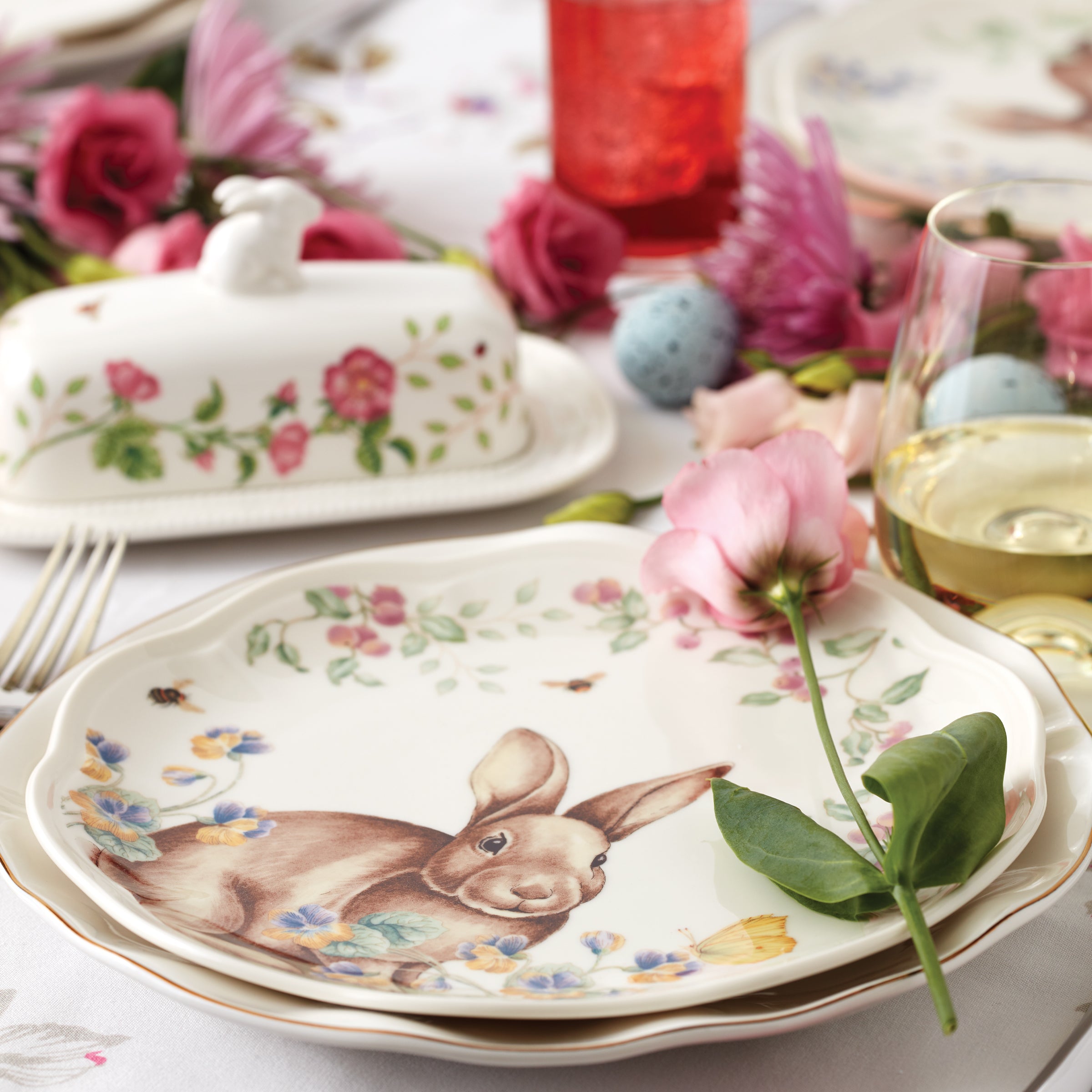 Butterfly Meadow Bunny Accent Plates - Set of 4 - Image 3