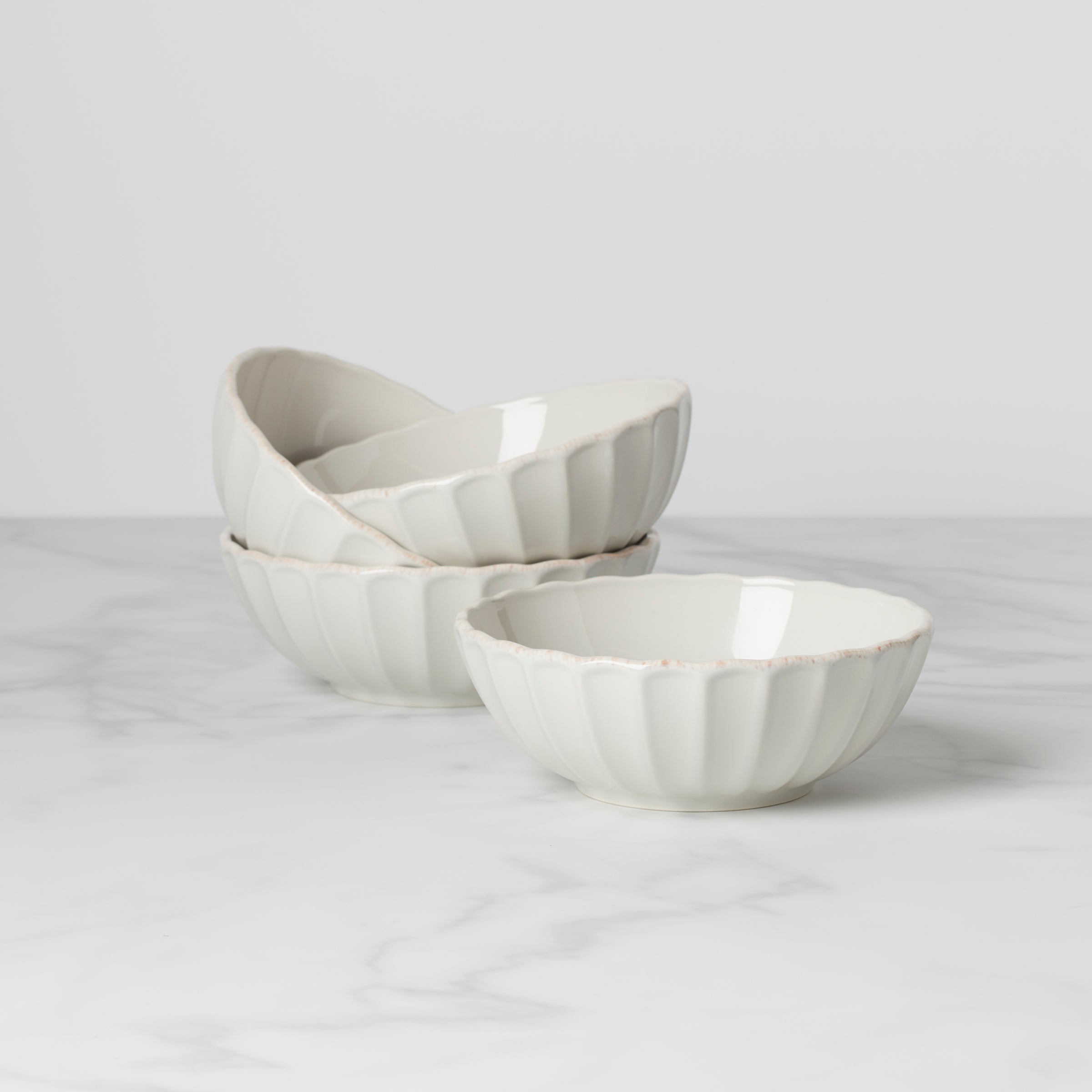 French Perle Scallop All-Purpose Bowls - Set of 4