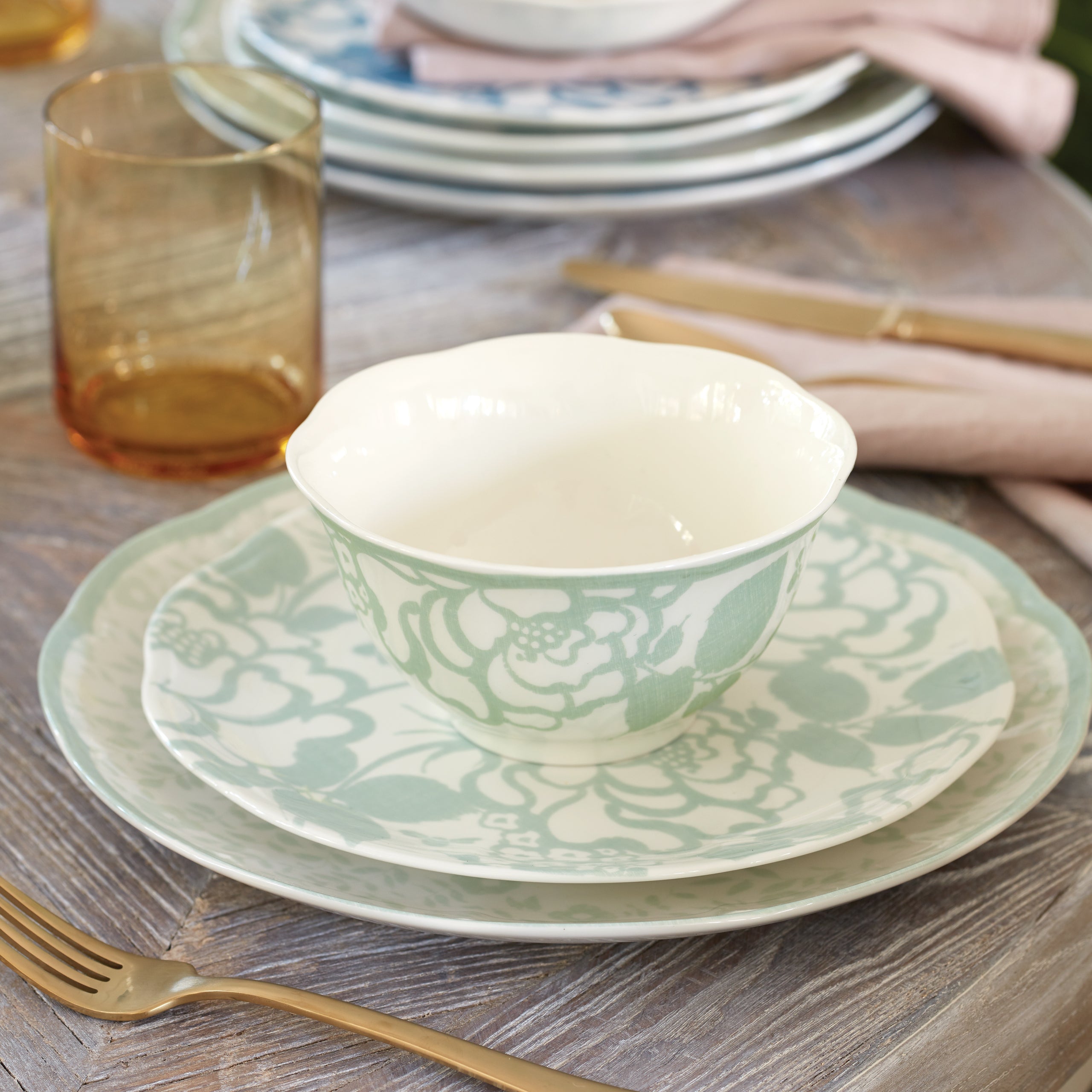 Butterfly Meadow Cottage Sage Rice Bowls - Set of 4 - Image 2